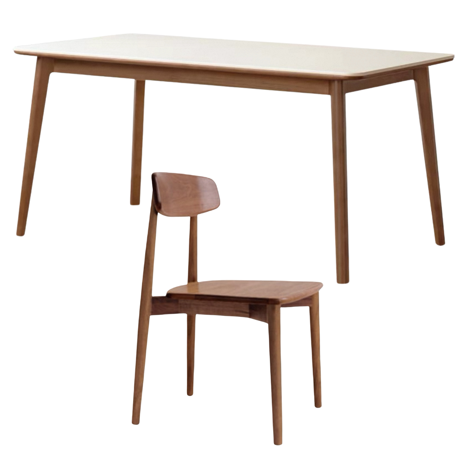 Beech, Oak, Rubberwood Solid Wood Rock Board Dining Table
