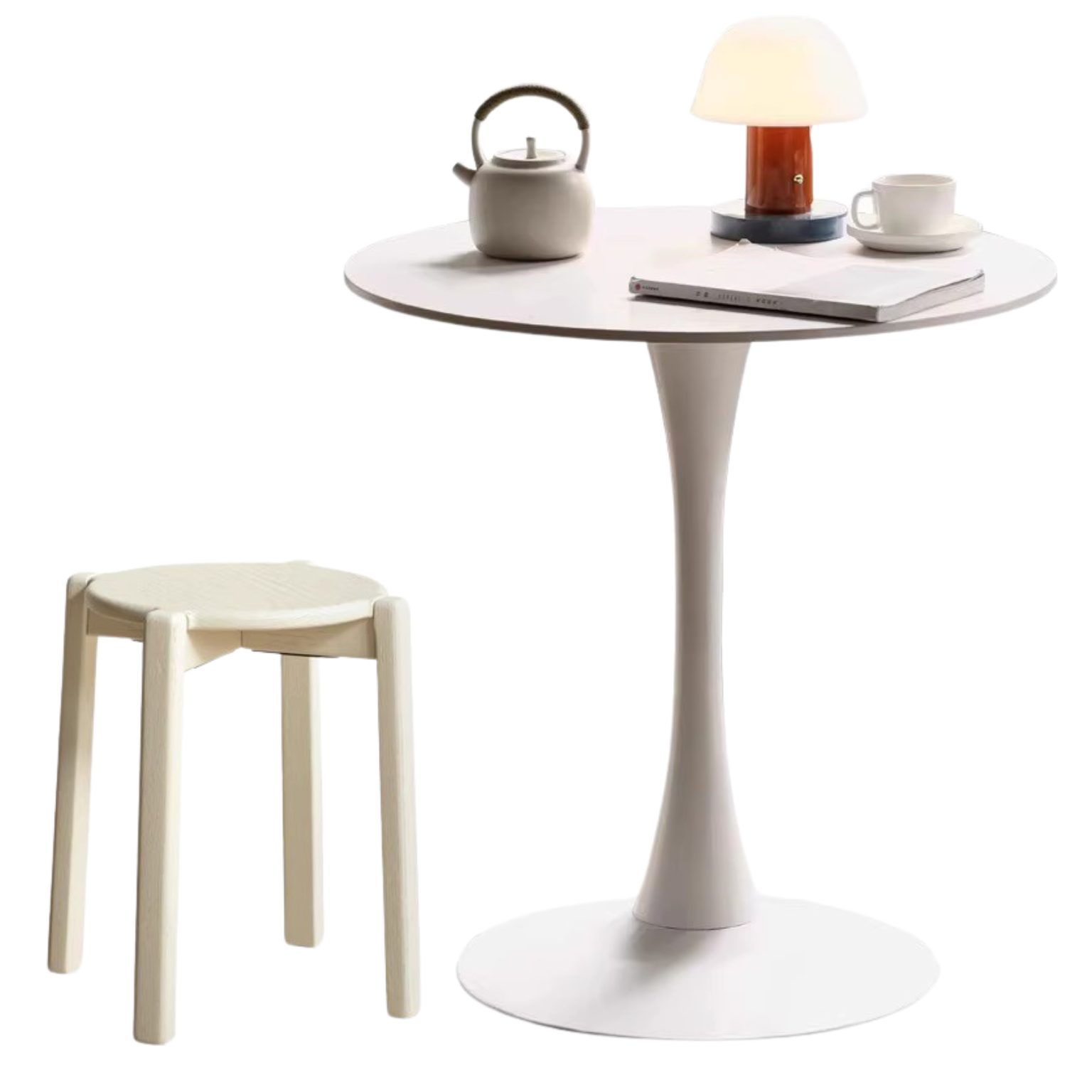 Rock Slab Top Small Round Side Table