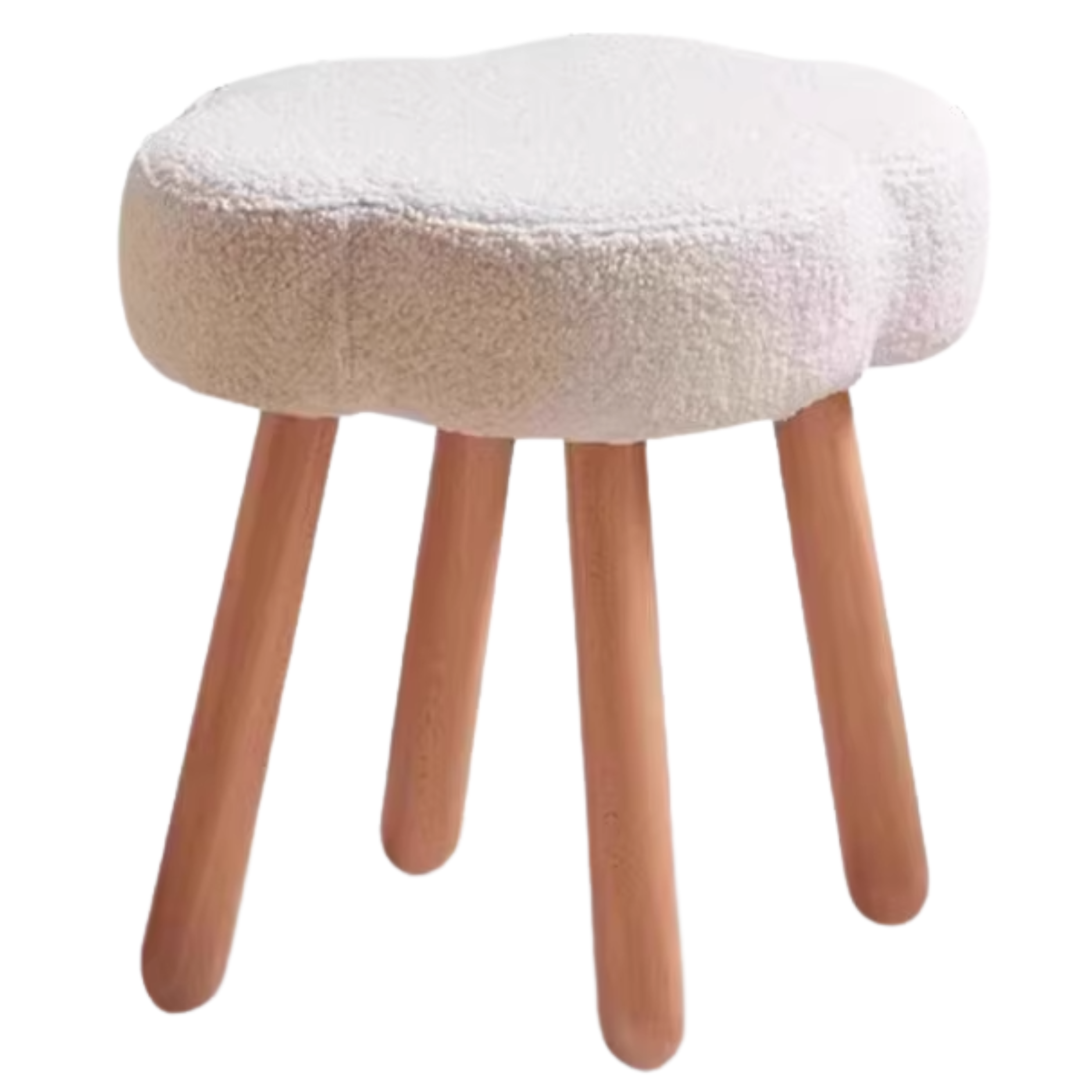 Beech, Solid Rubberood Lamb Velvet Cloud Makeup Stool