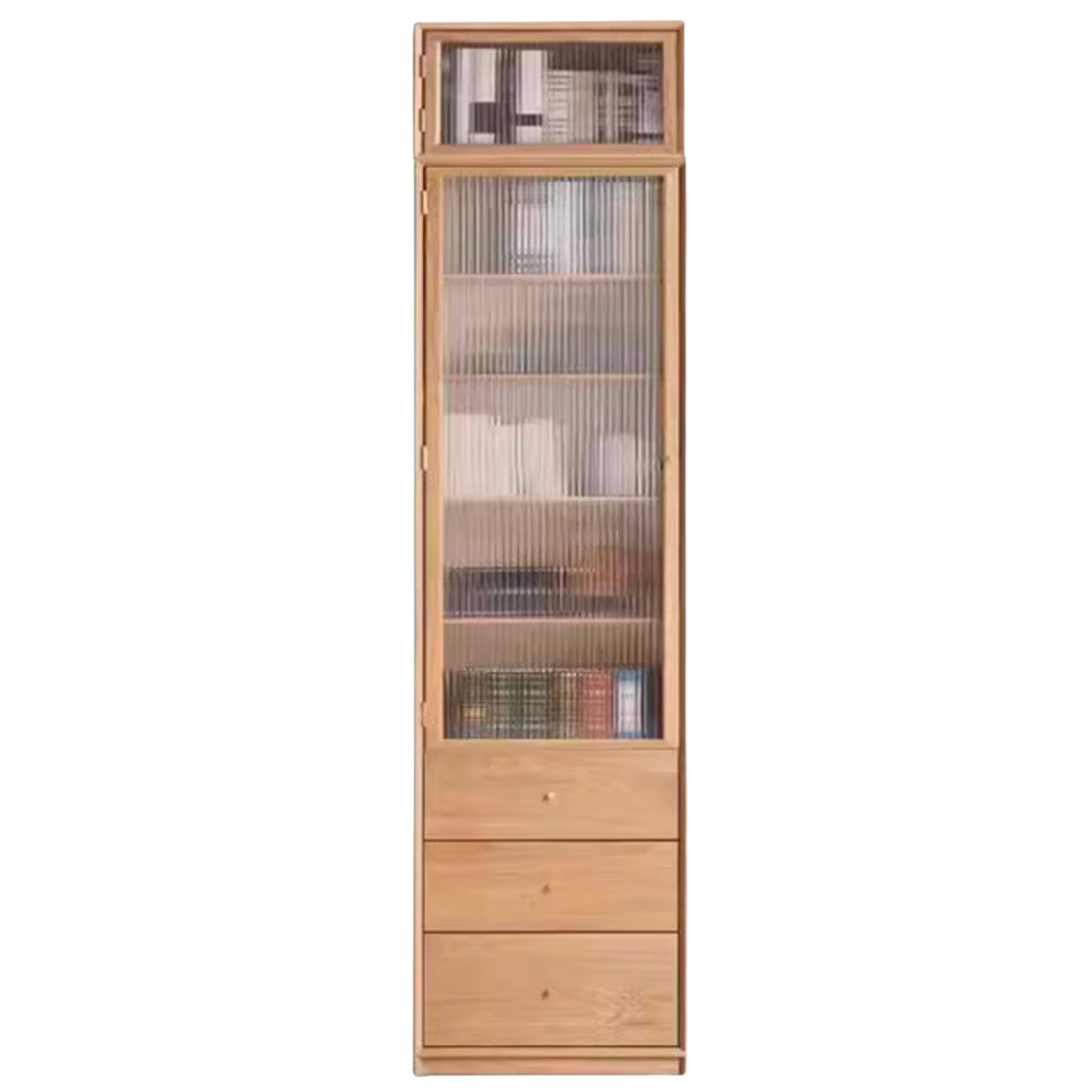 Oak, Ash Solid Wood Modular Bookcase with Glass Doors