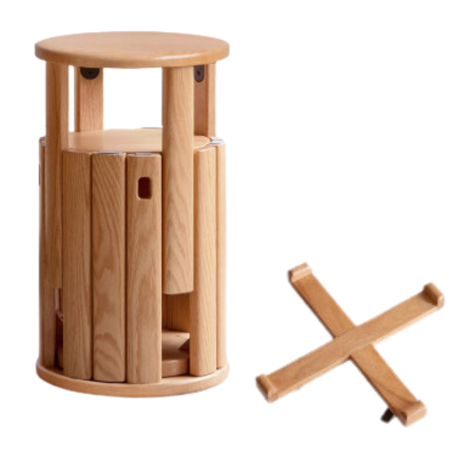4 pcs Black Walnut, Ash, Oak Solid Wood, Solid RubberWood Stackable Dining Stool