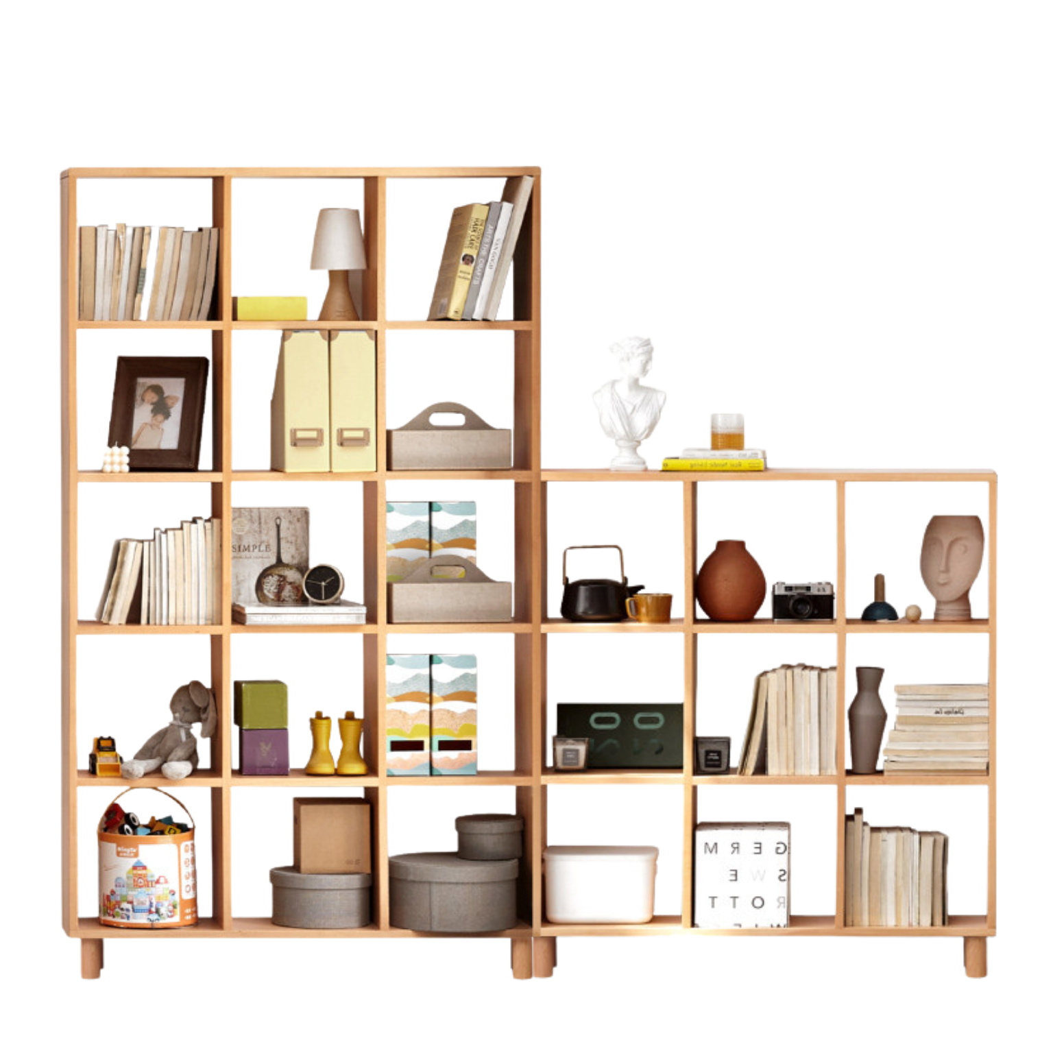 Beech, Oak Solid Wood Bookshelf Bookcase Free Combination