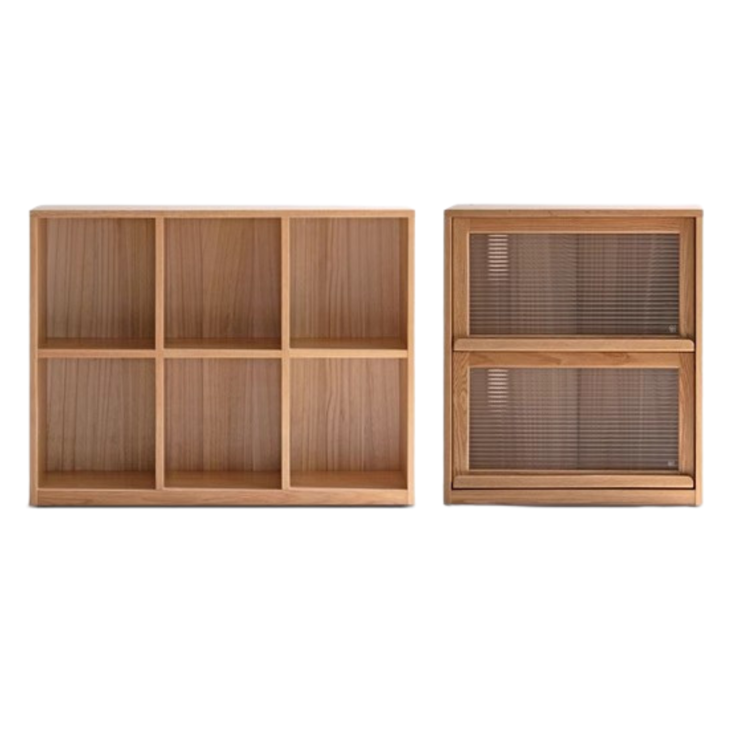 Black Walnut, Oak Solid Wood Low Bookcase, Modern Modular Storage Shelf Cabinet