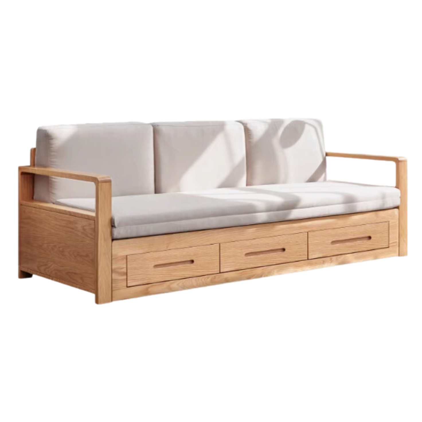 Oak, Ash Solid Woof Folding Storage Sofa Bed.