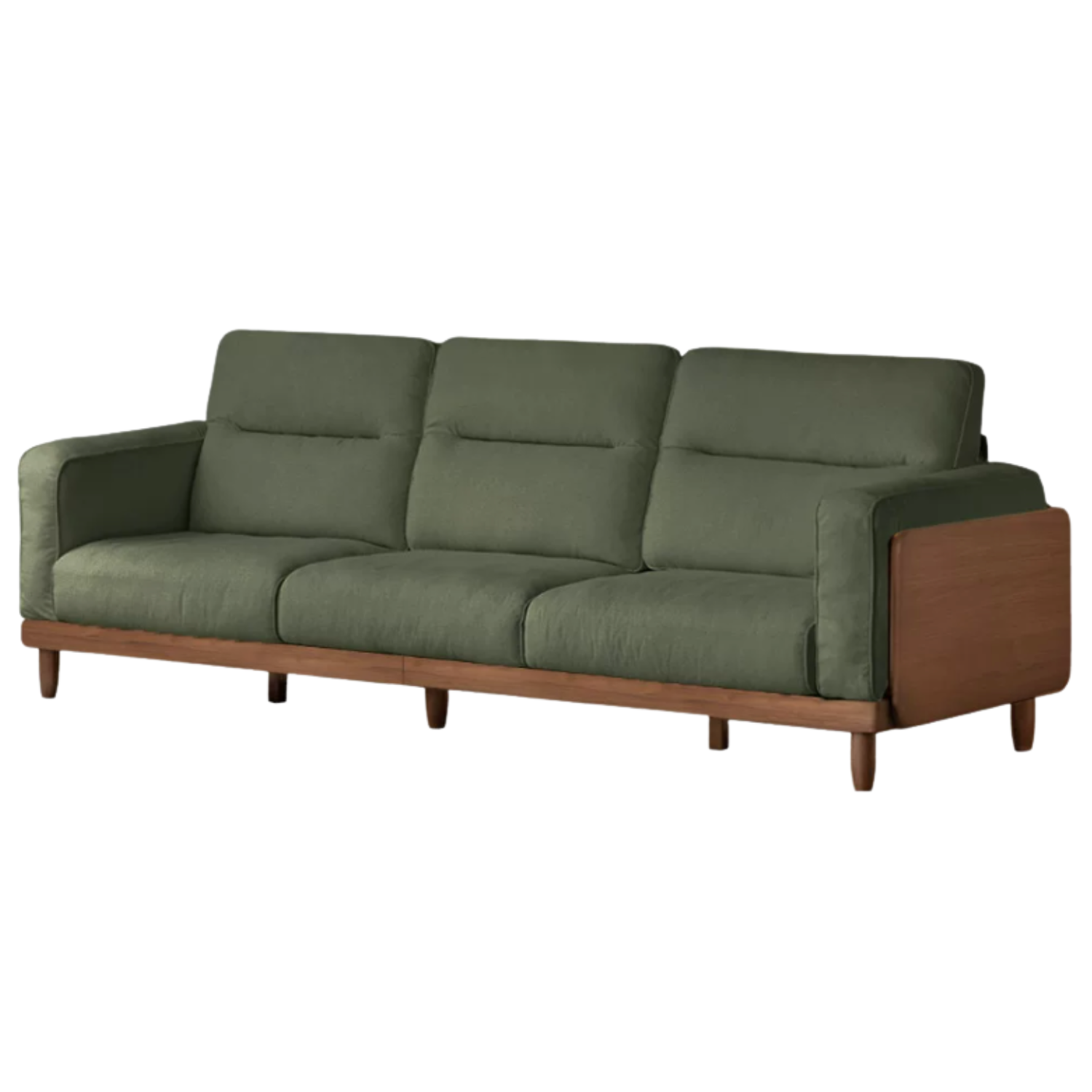 Black Walnut, Ash, Solid Sandalwood Genuine Leather, fabrics Sofa with High-Back Design