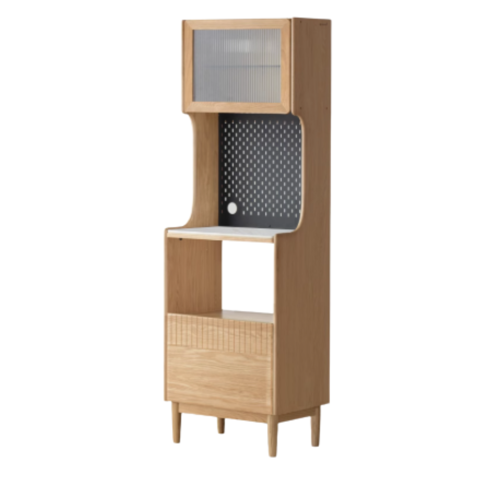 Solid RubberWood, Oak Solid Wood Sideboard Rock Board LED Light