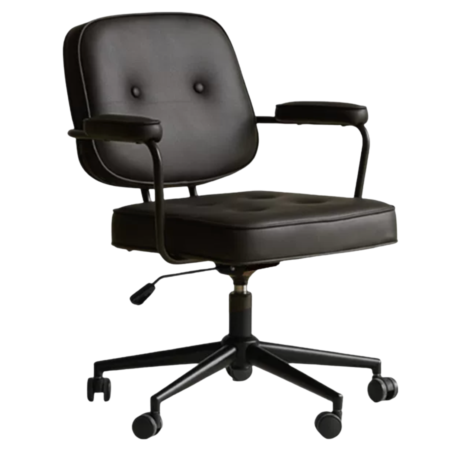 Leather Swivel Office Chair with Armrests