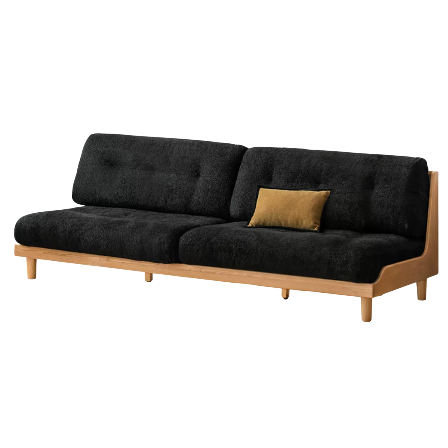 Oak, Ash Solid Wood Fabric Sofa with Deep Seat, Soft Cushion Design