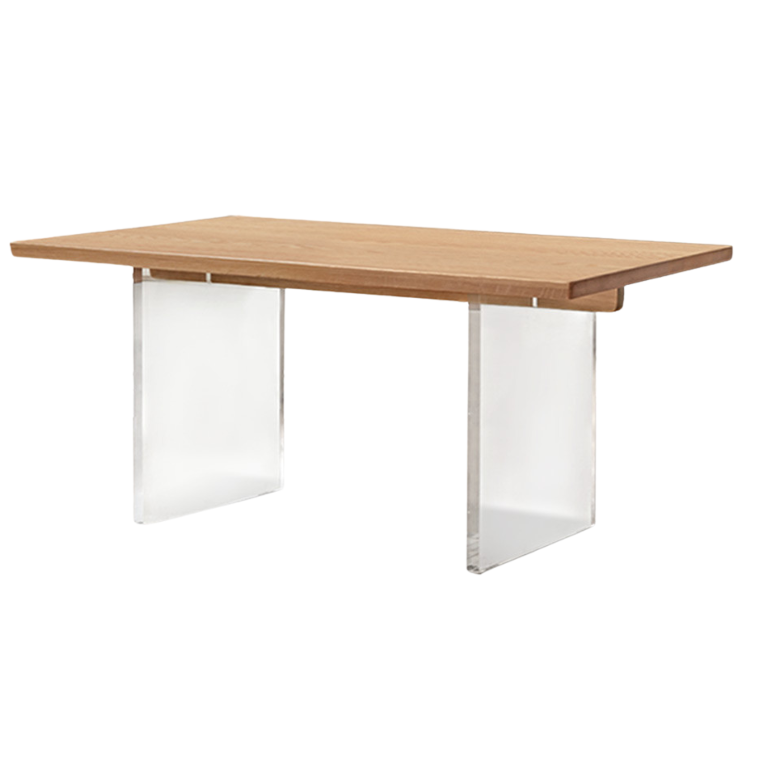 Oak, Cherry Solid Wood Acrylic Suspended Dining Table