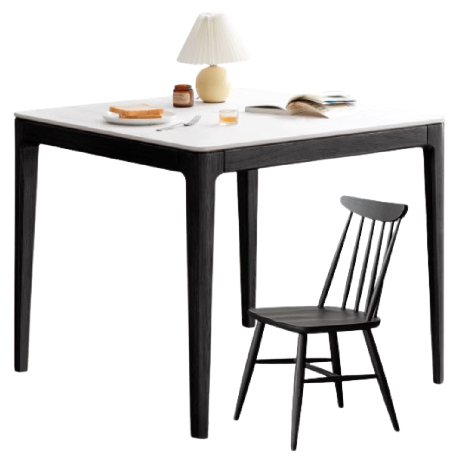 Oak Solid Wood, Solid Rubberwood Square Slate Dining Table