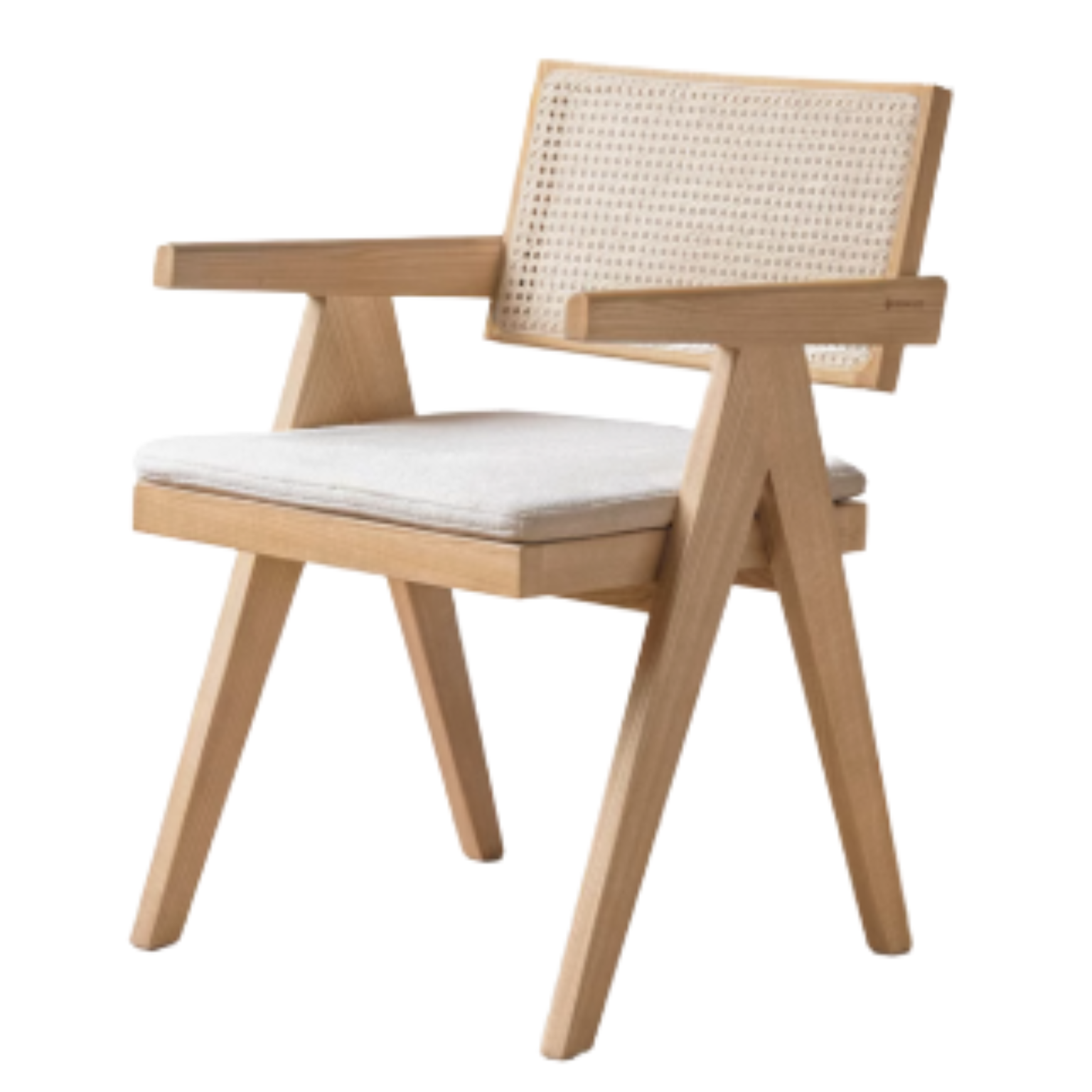 Ash, Oak, Cherry, Black Walnut, Beech Solid Wood Retro Rattan Chair: