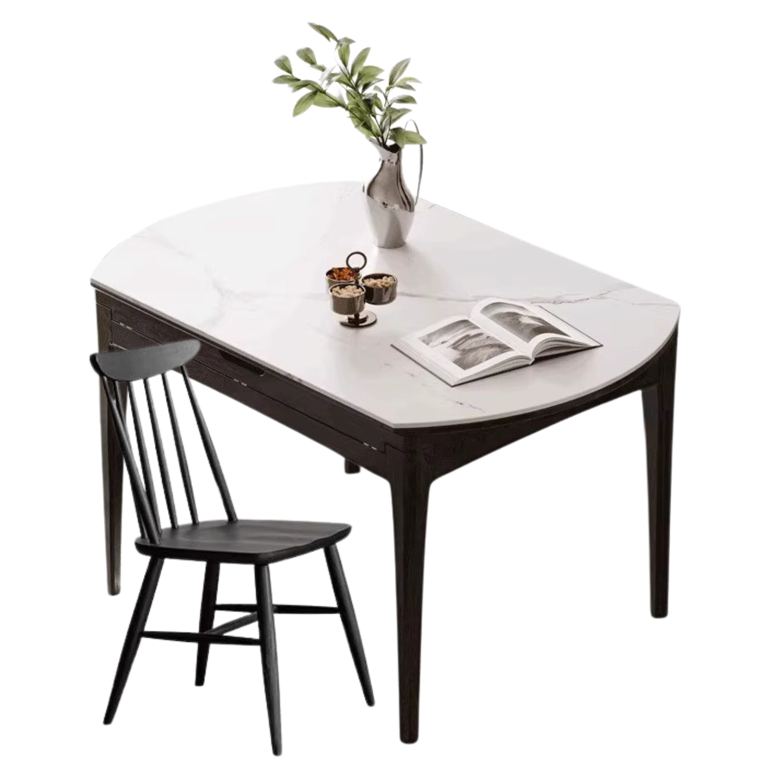Oak Solid Wood Light Luxury Rock Slab Folding Dining Table