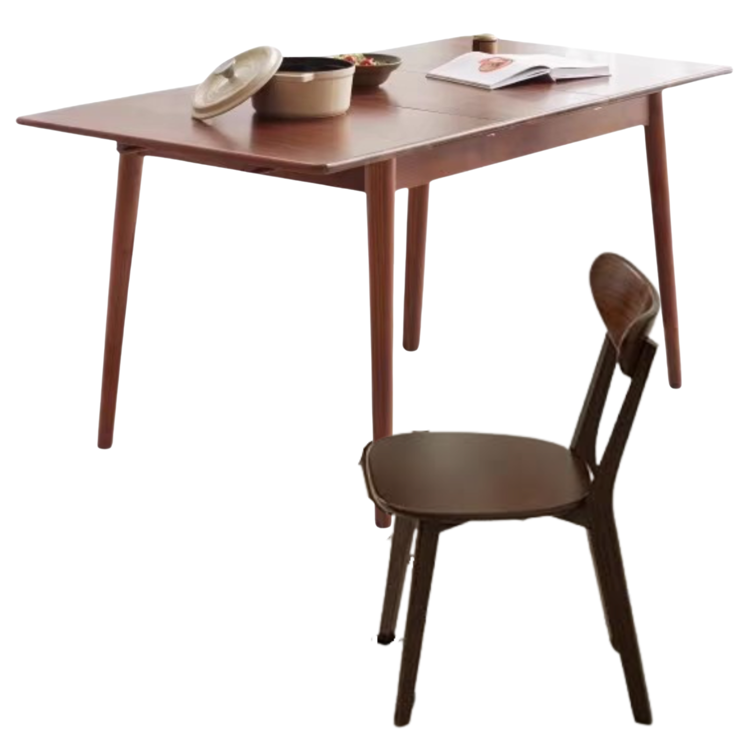 Oak Solid Wood Telescopic Folding Dining Table