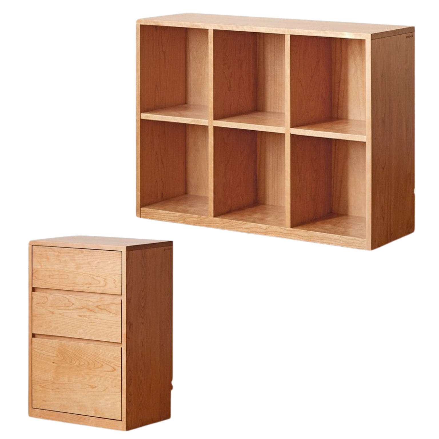 Cherry Solid Wood Vintage Floor Storage Bookcase