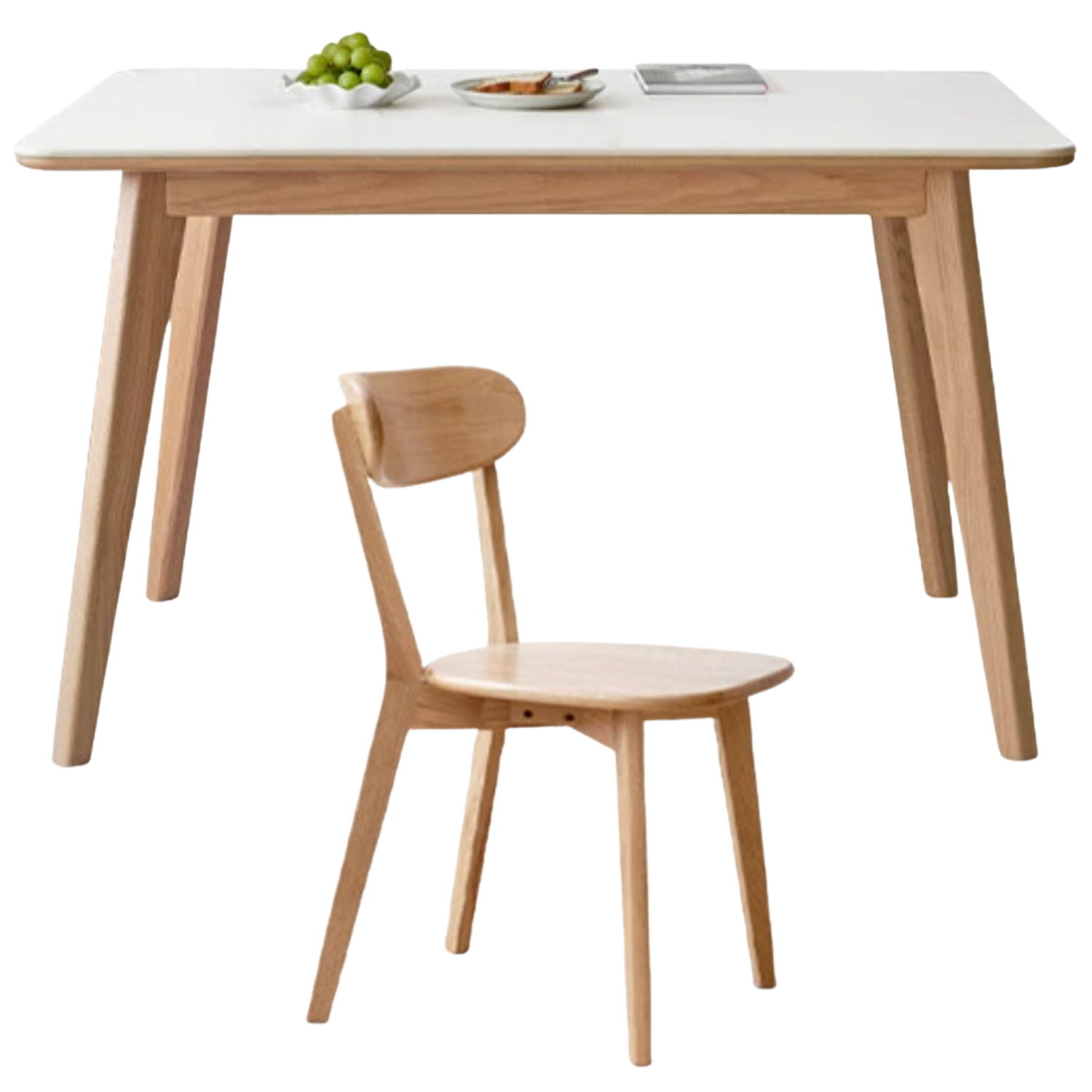 Ash, Oak Solid Wood Modern Rock Plate Dining Table