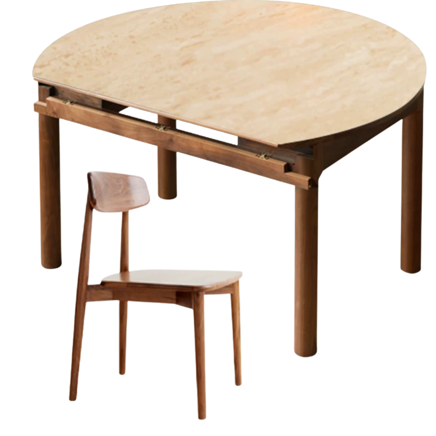 Black Walnut, Ash, Oak Solid Wood Folding Round Dining Table