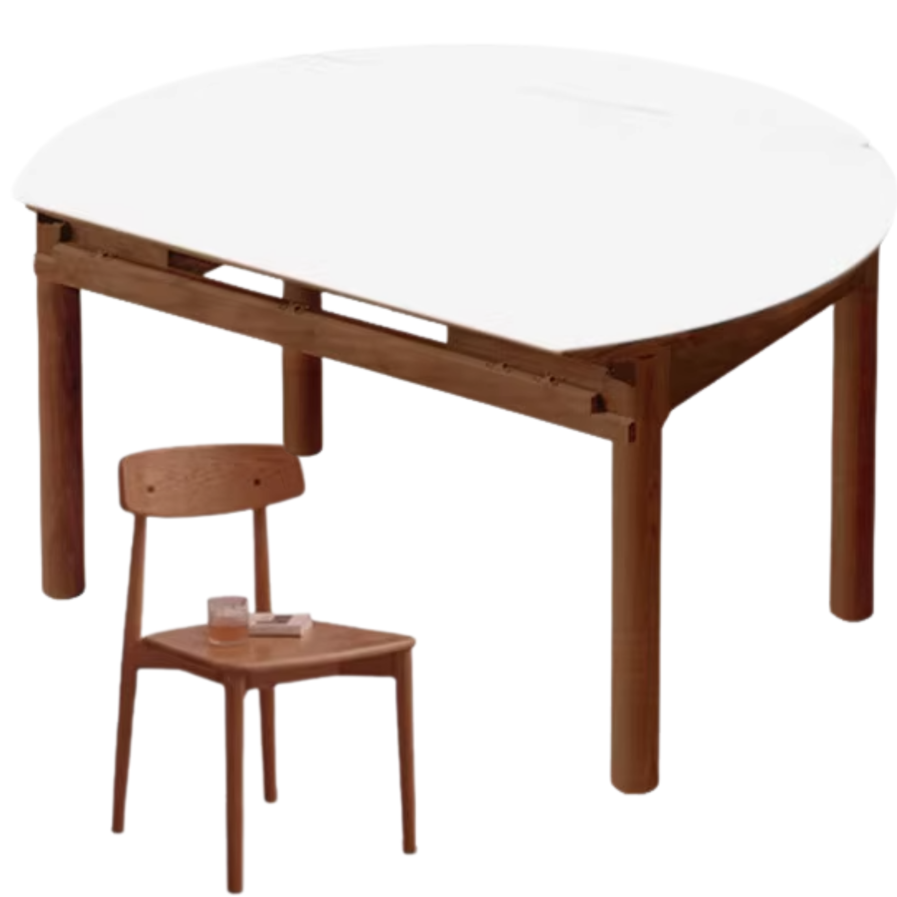 Oak, Black Walnut, Ash Solid Wood Rock Plate Folding Dining Table