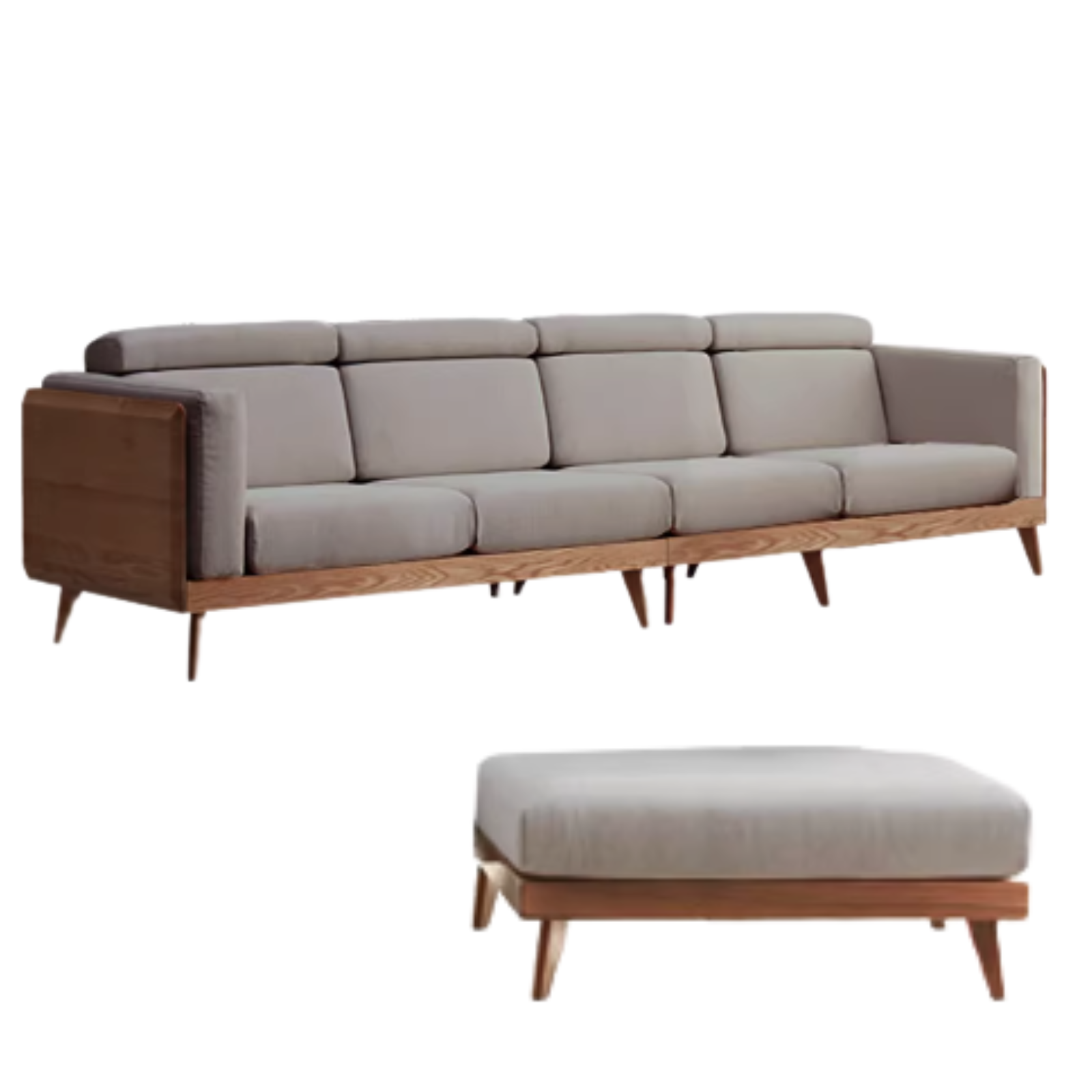 Black Walnut, Ash Solid Wood Adjustable Headrest Sofa.
