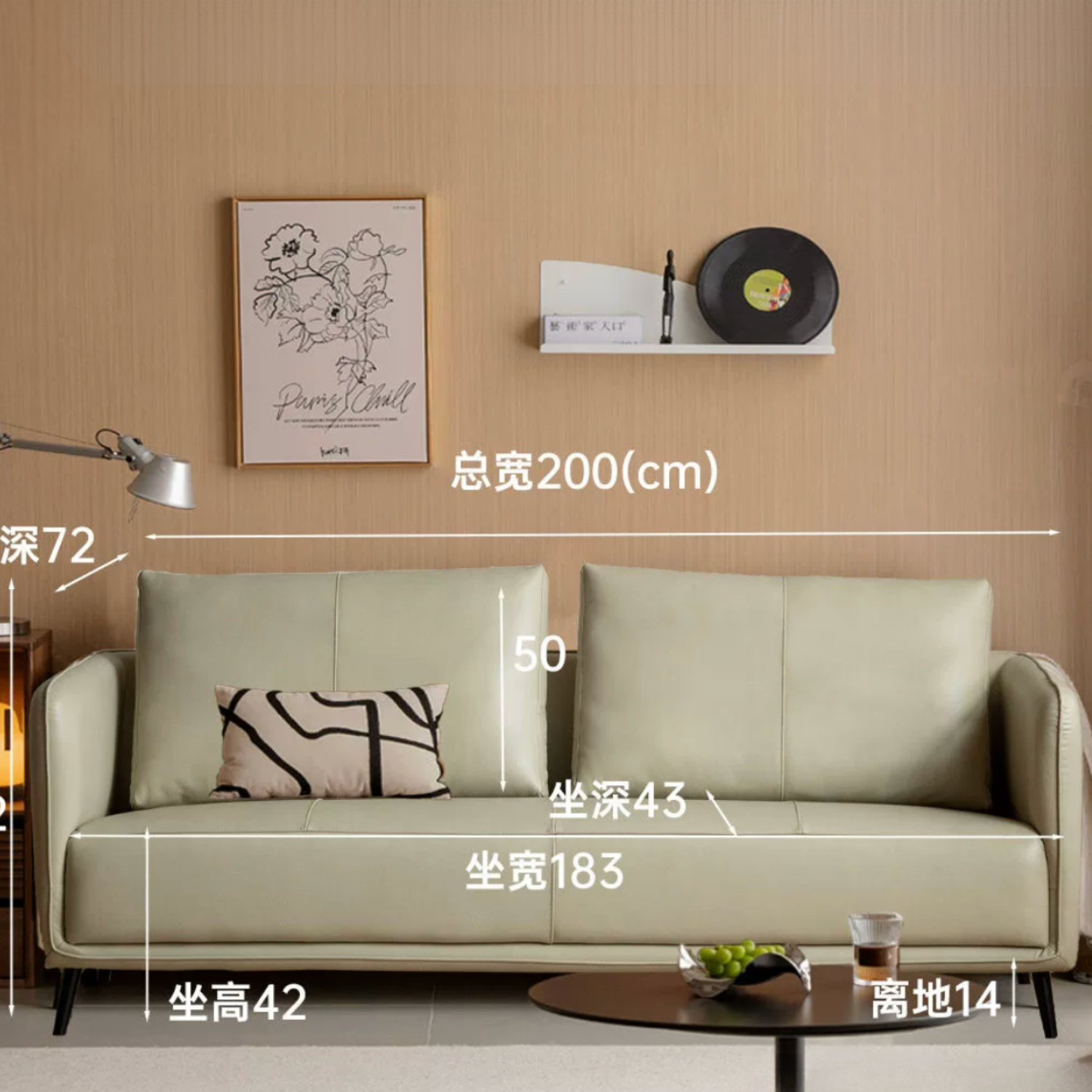 Genuine Leather, eco-leather ultra-slim modern design sofa