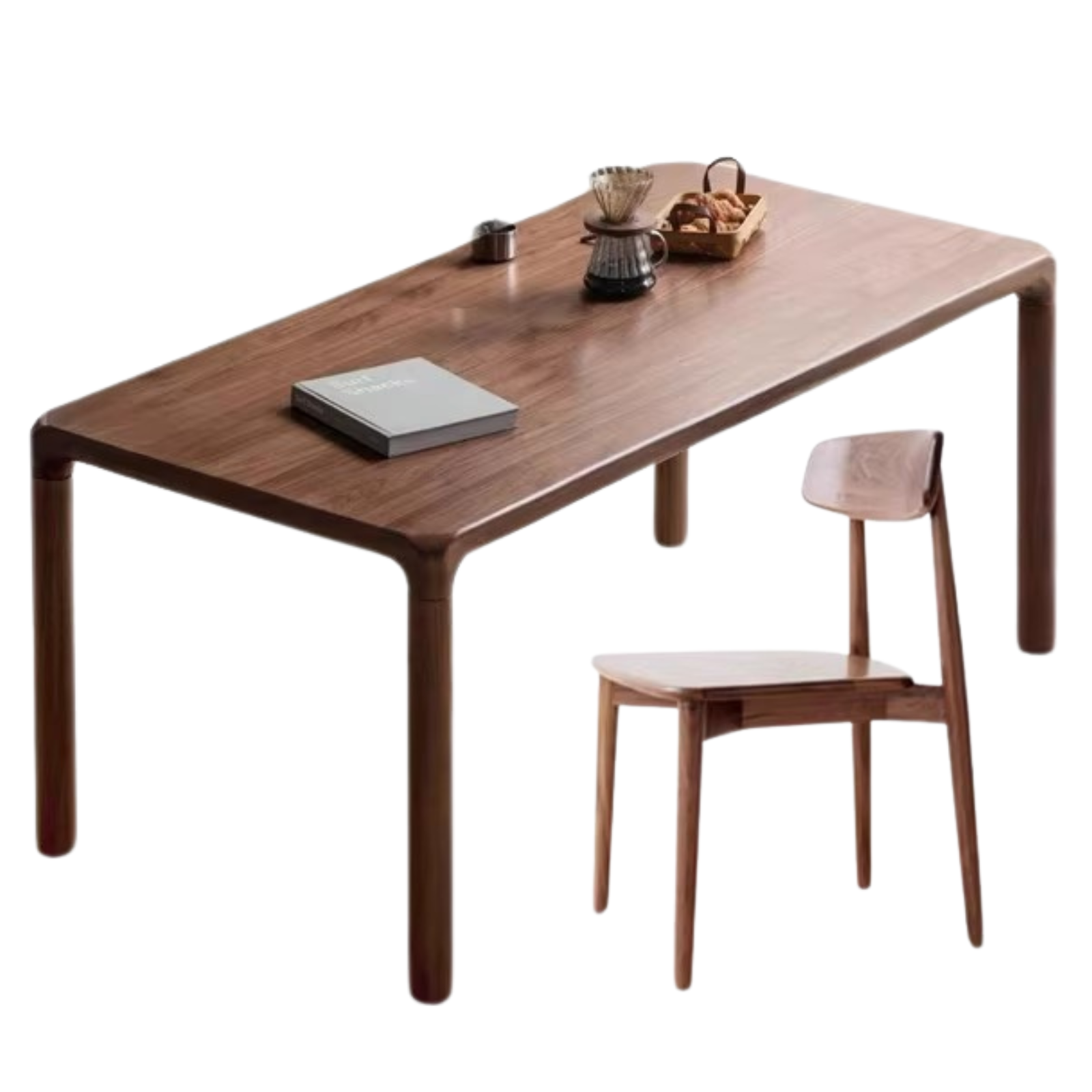 Black Walnut, Ash Solid Wood Rectangular Dining Table