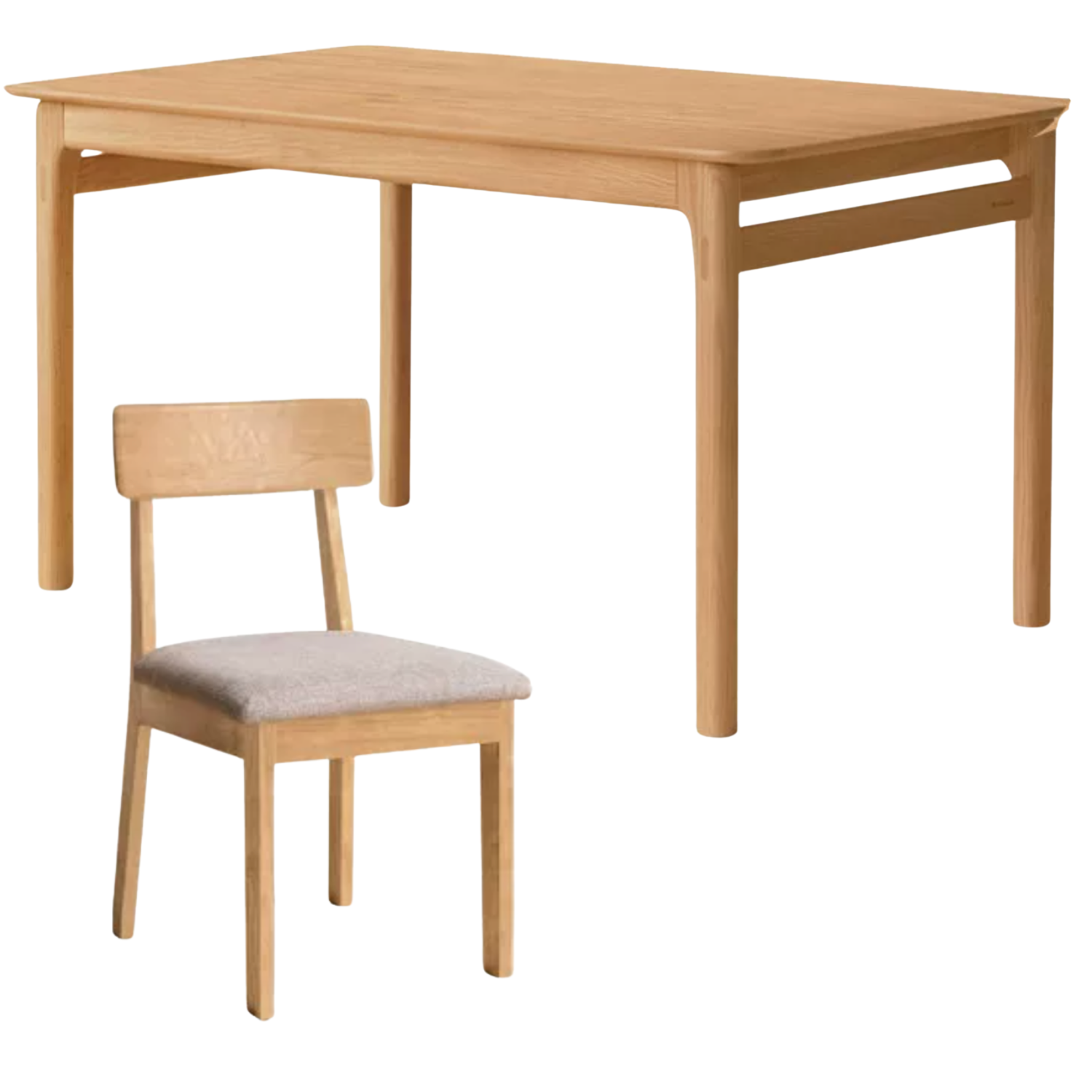 Oak, Rubberwood Solid Wood Modern Rock Plate Dining Table