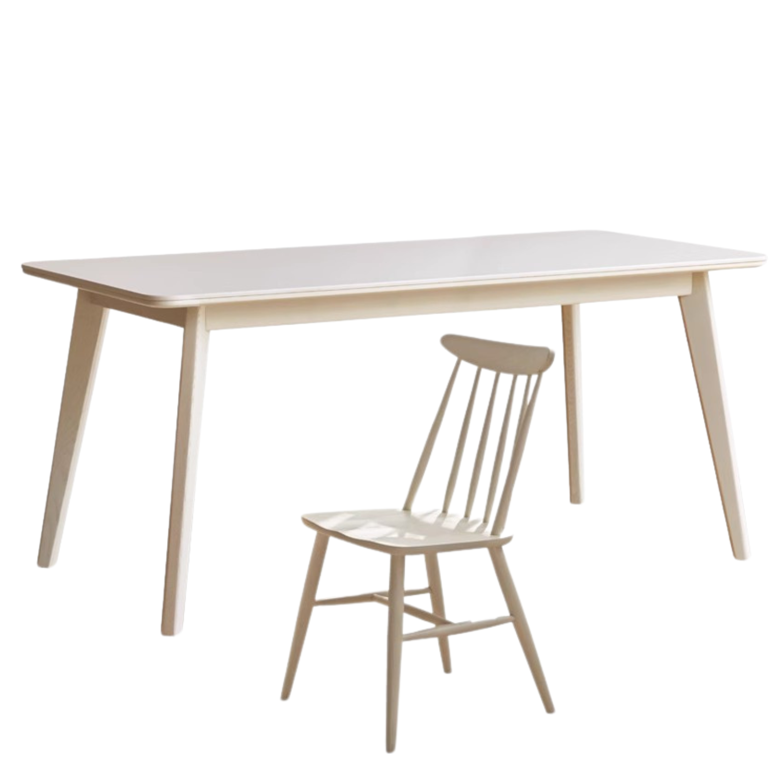 Birch Solid Wood Slate Cream Wind White Dining Table