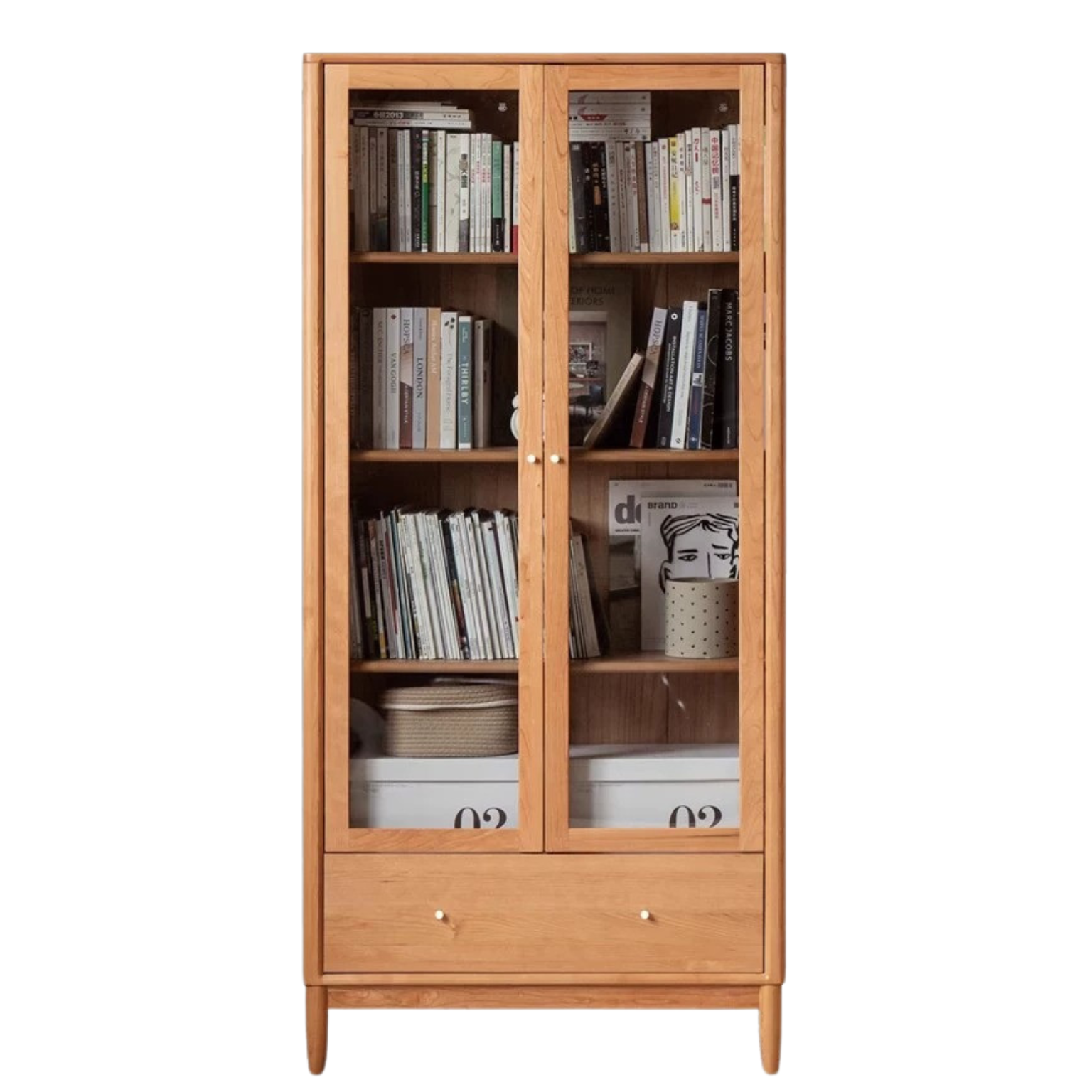 Cherry Solid Wood Freely Combinable Bookshelf with Retro Style Finish