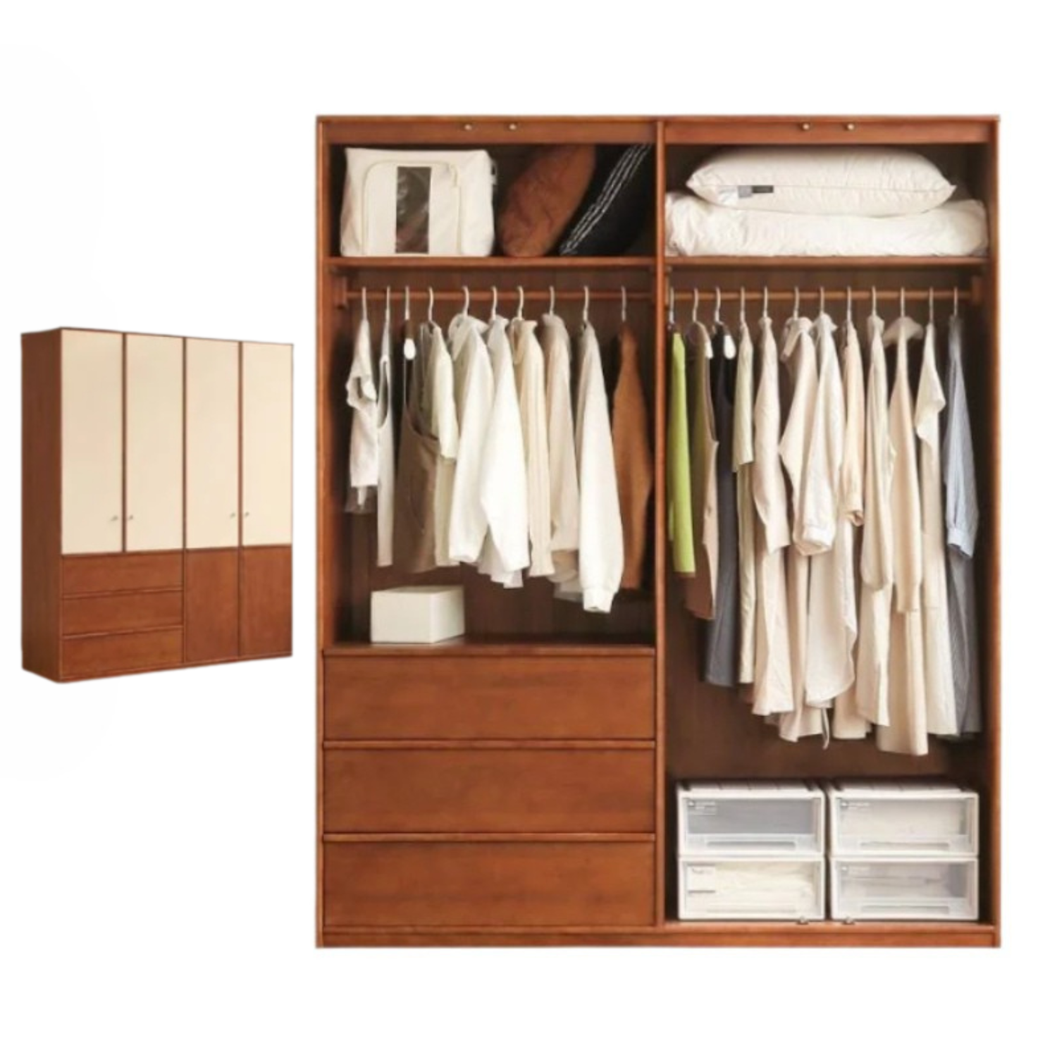 Oak Solid Wood Antique Style Wardrobe