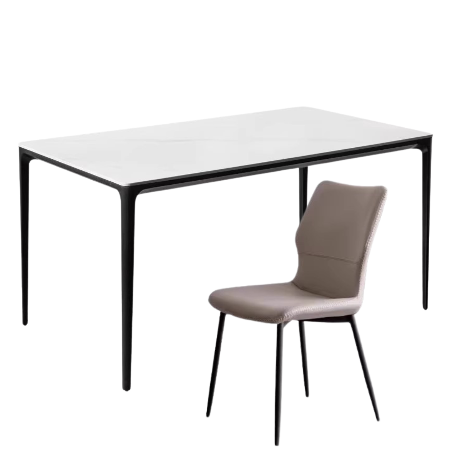 Rock Slab+Metal Italian Light Luxury Black Dining Table