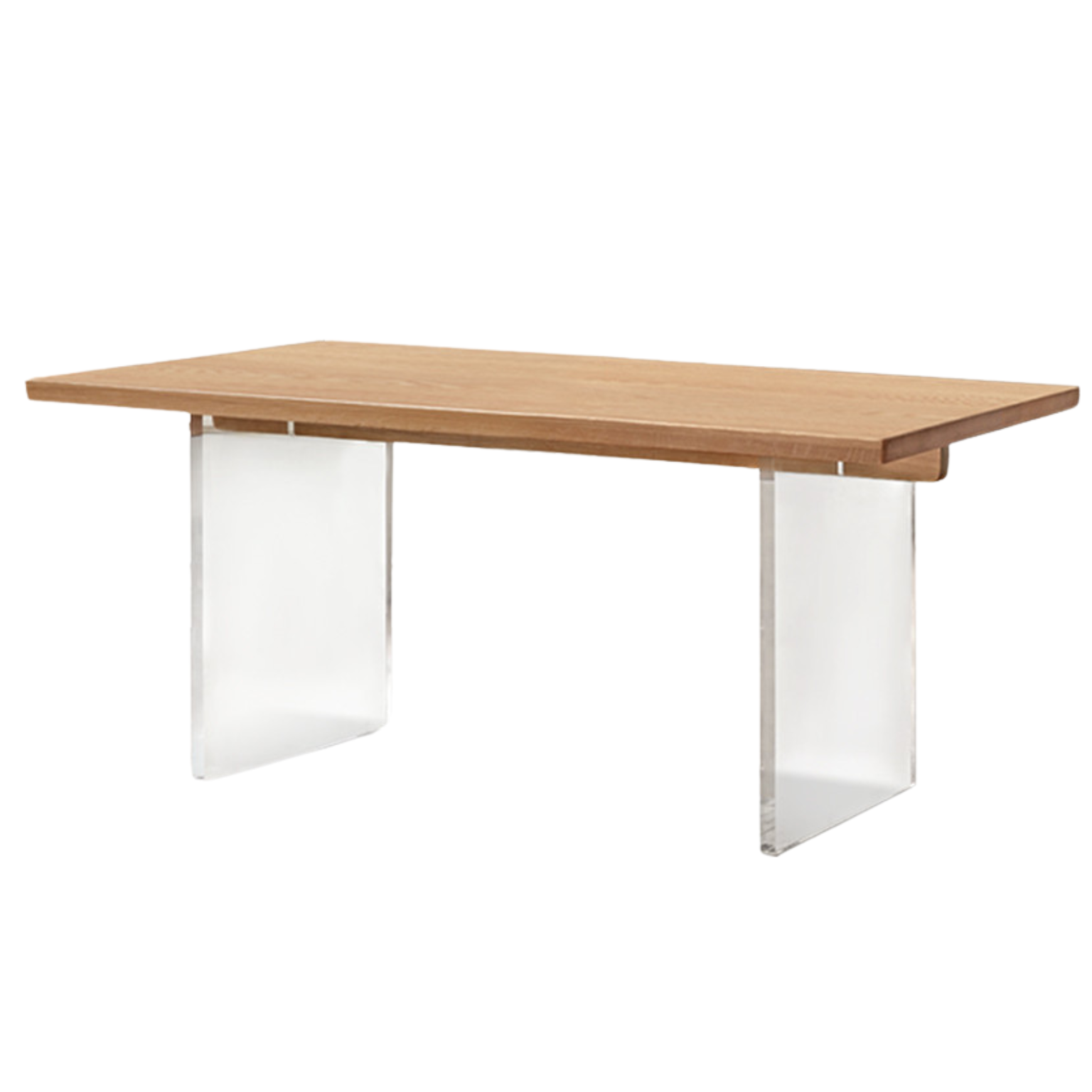 Oak, South American Walnut Solid Wood Acrylic Floating Large Size Dining Table