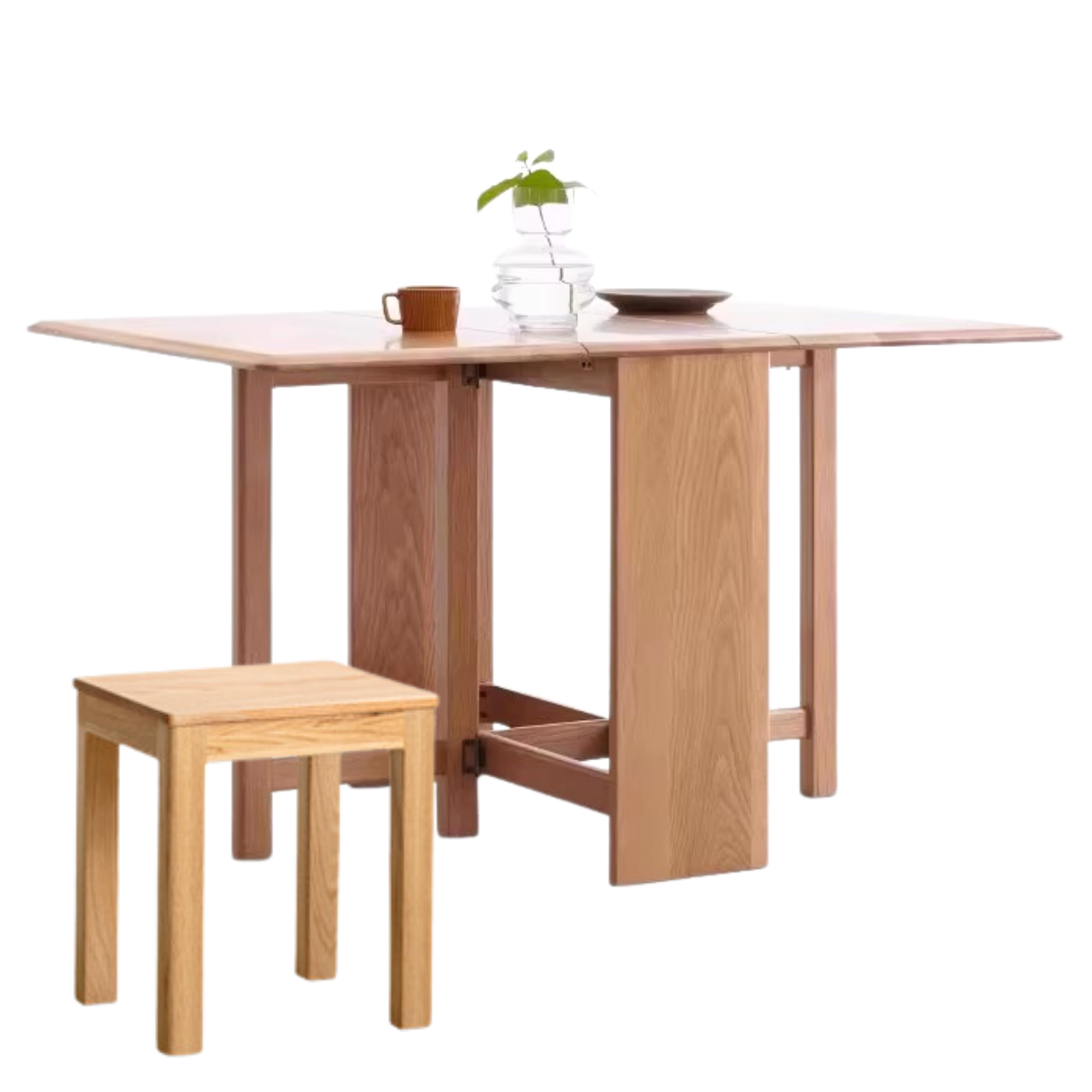 Ash, Oak Solid Wood Folding Dining Table