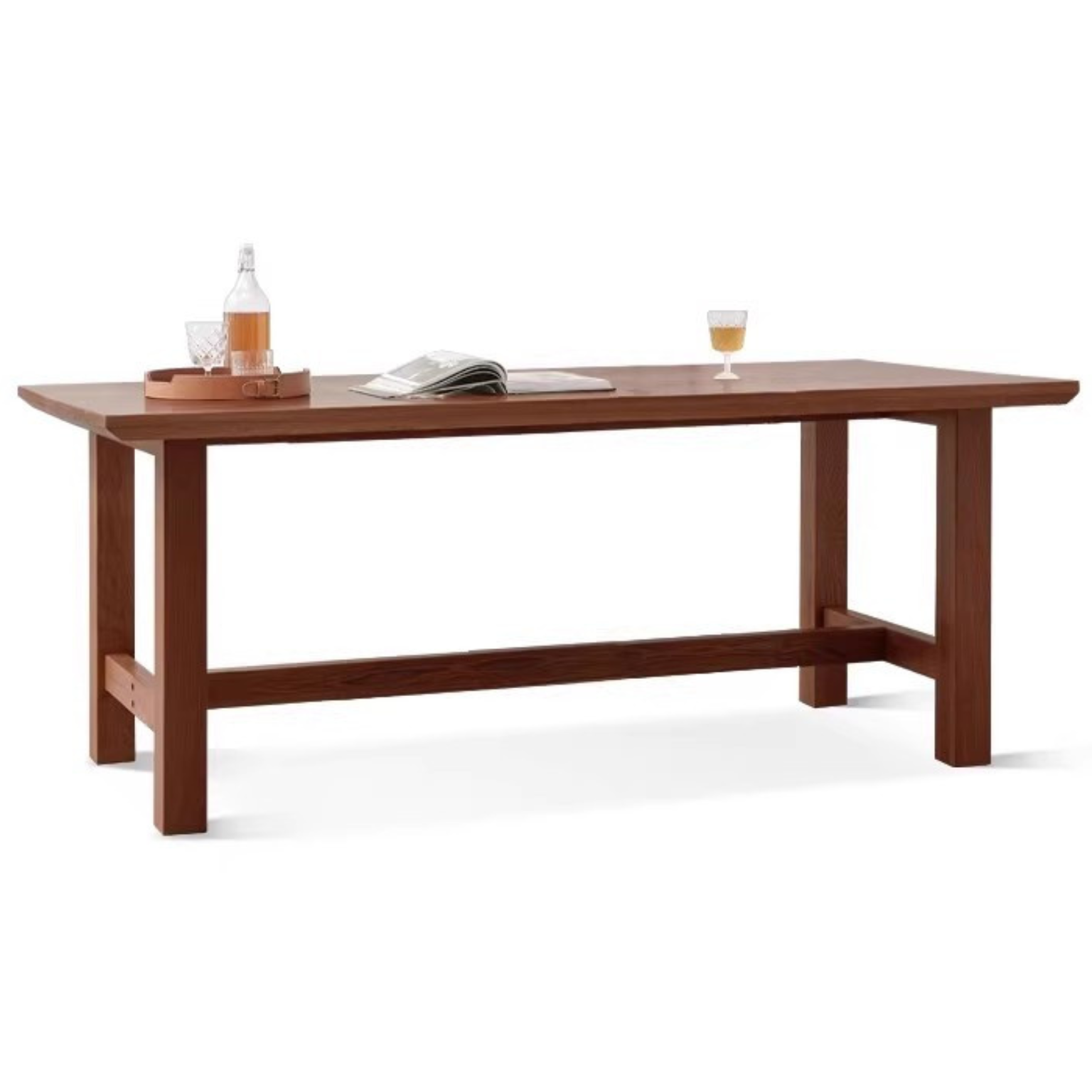 Sandalwood, Black Walnut, Oak, Ash Solid Wood Farmhouse Style Dining Table