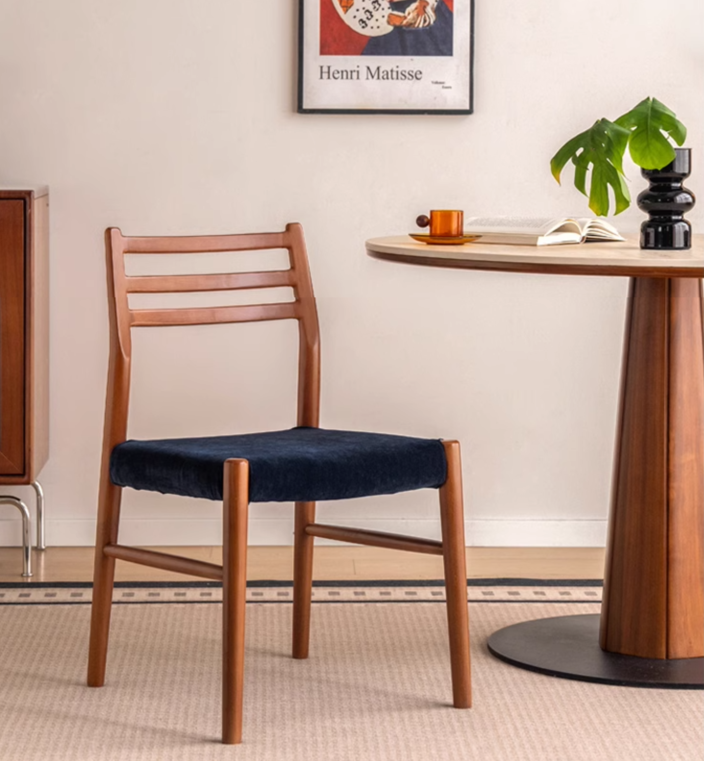 Set 4 pcs Beech Solid Wood Retro Style Dining Chair