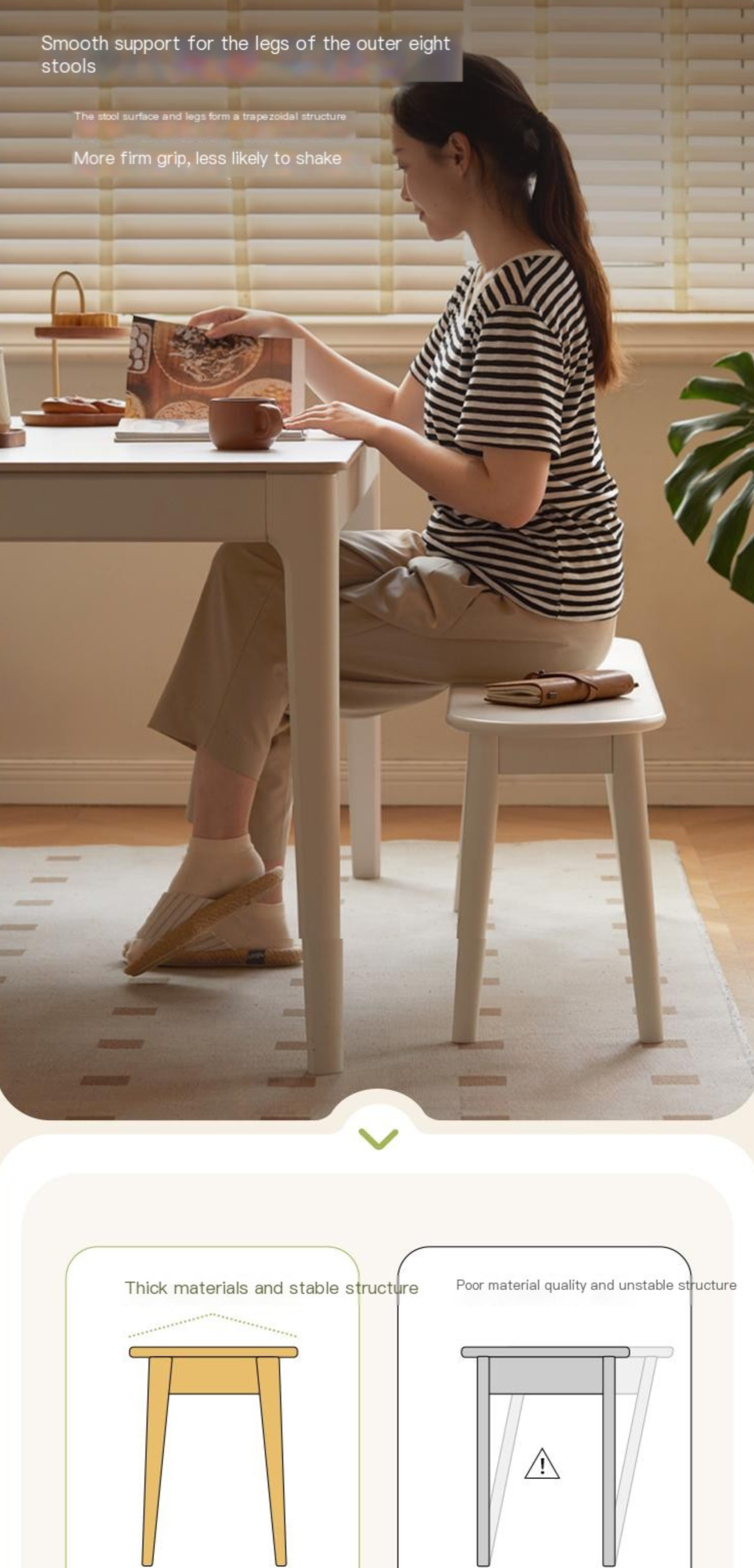 Solid Rubberwood Long Bench