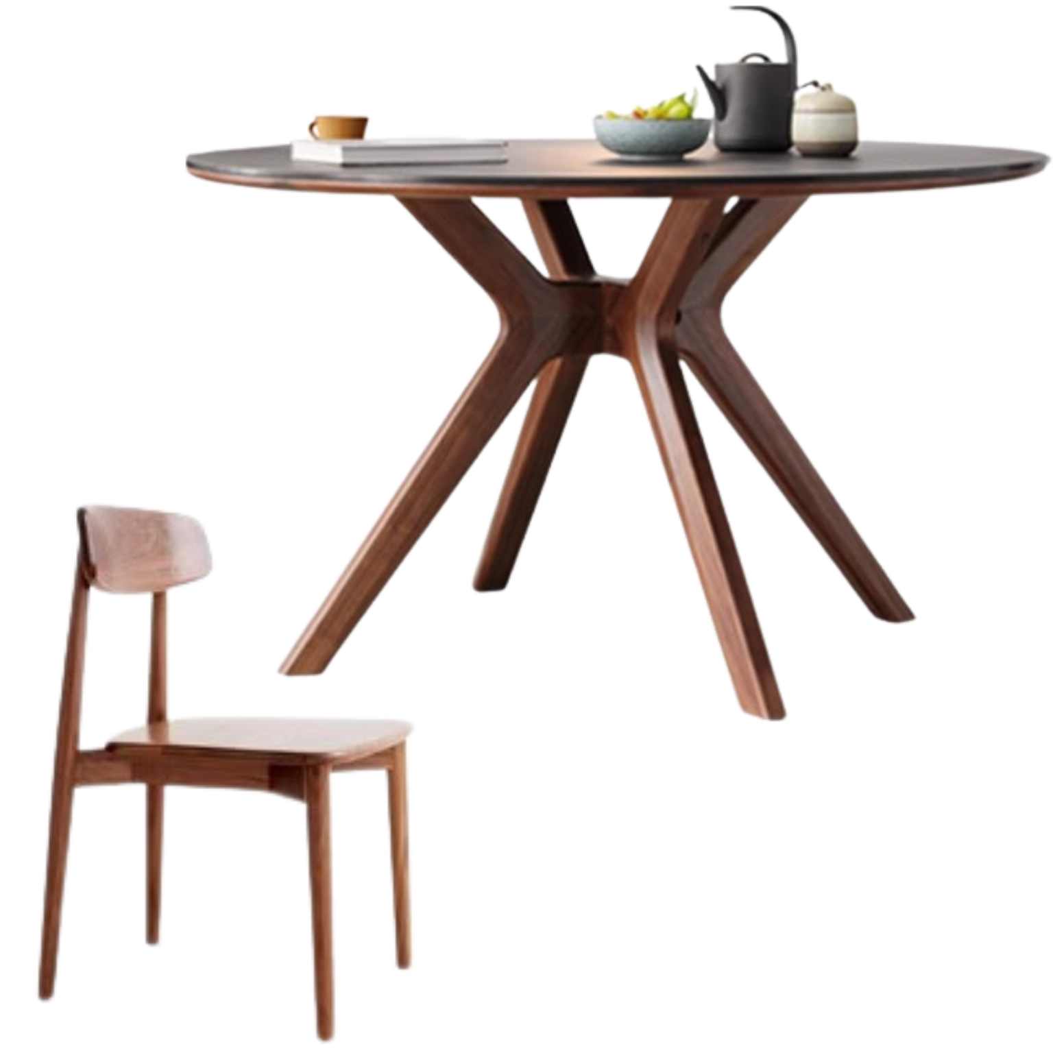 Black Walnut Solid Wood Round Dining Table