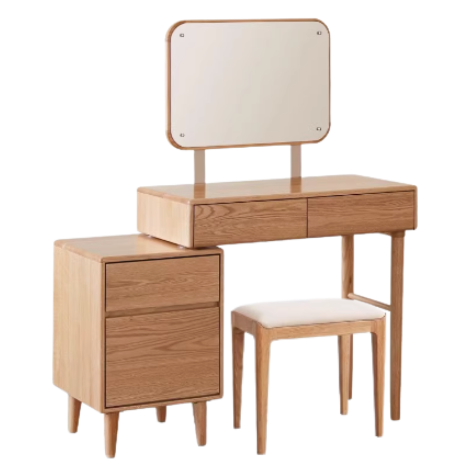 Solid Rubberwood, Oak, Beech Solid Wood Retractable Dressing Table Modern.