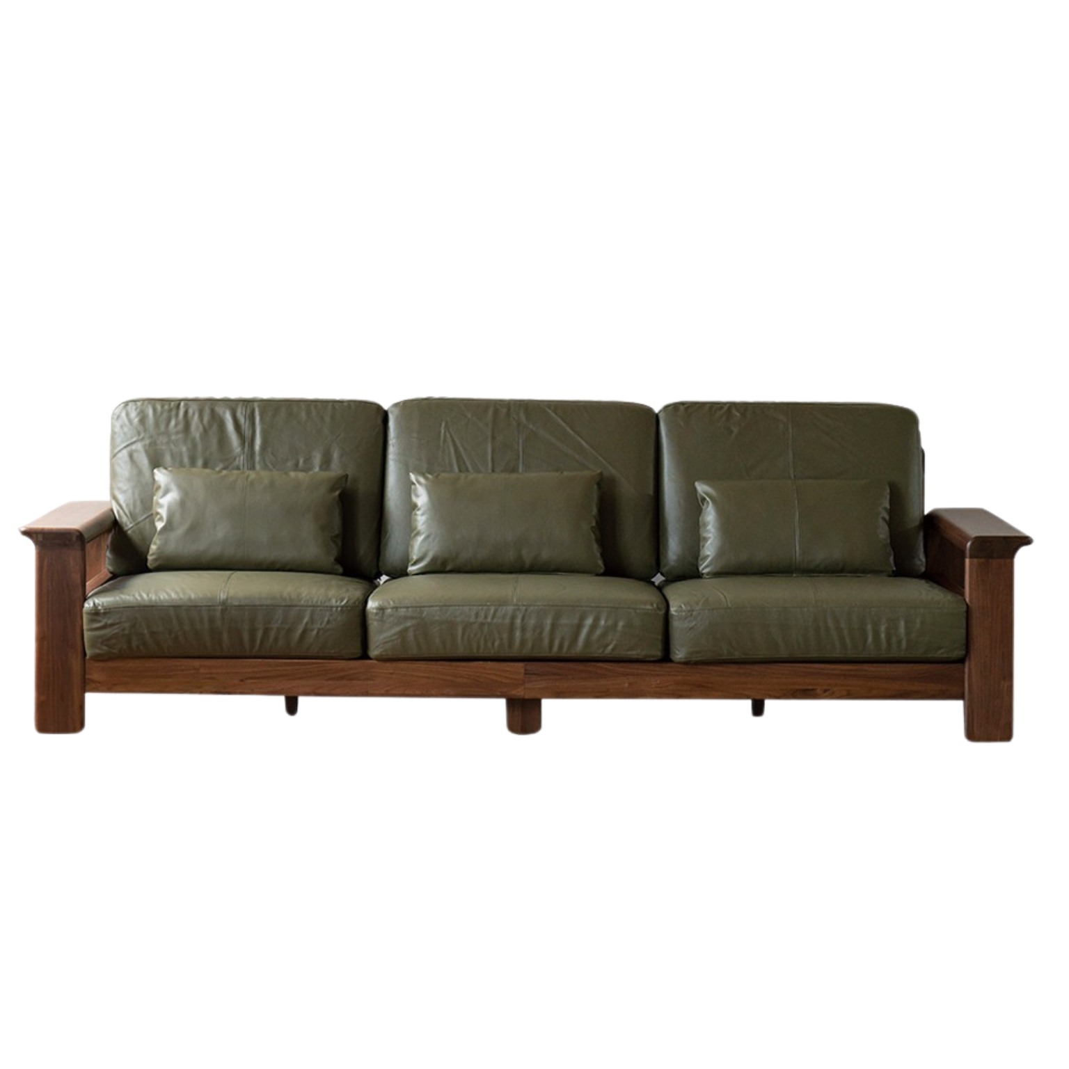 Black Walnut Solid Wood Modern Straight Sofa.
