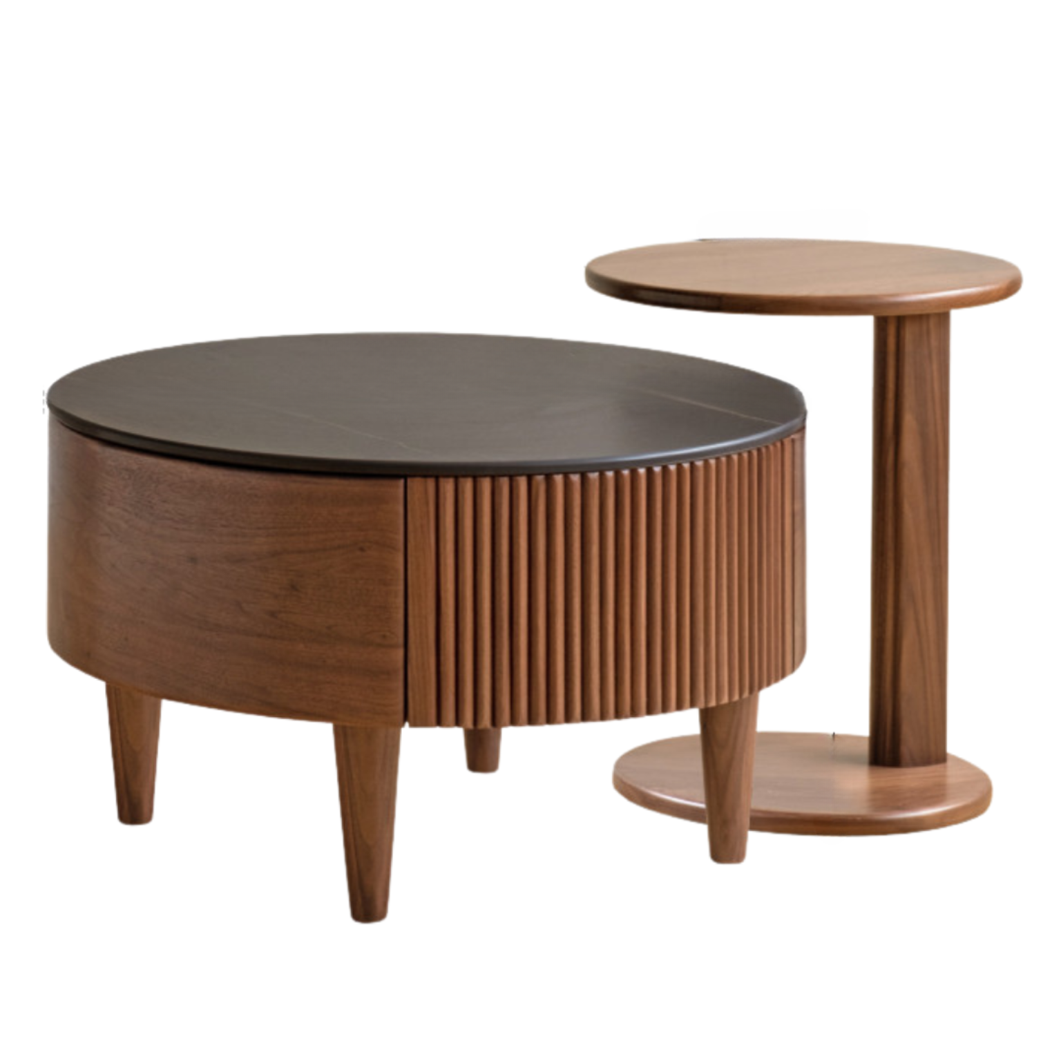 Black Walnut, Ash Solid Wood Combination Rock Plate Coffee Table