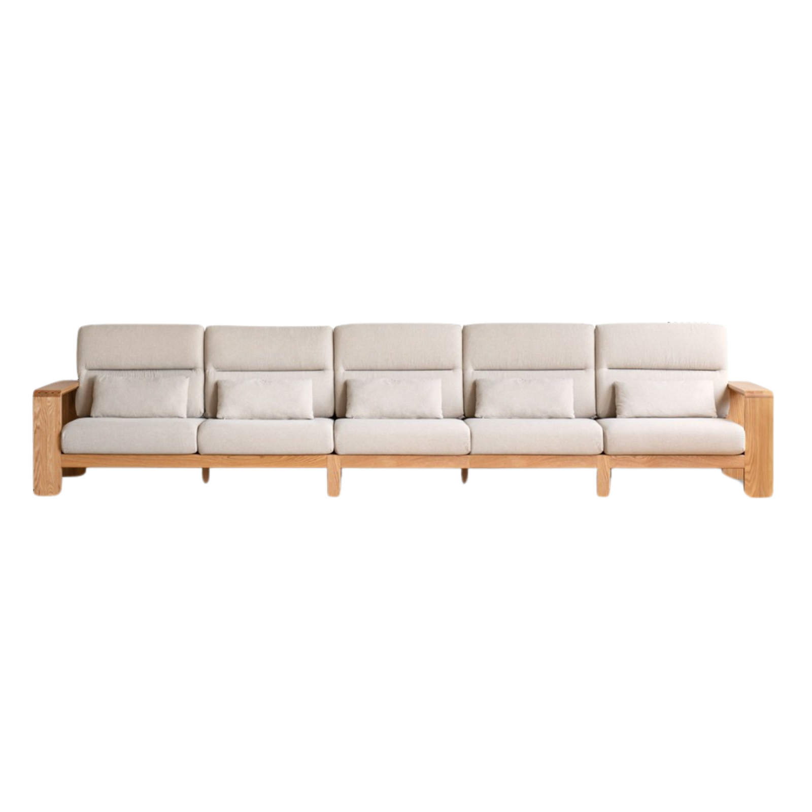 Oak Solid Wood Modern Log Style Corner Fabric Sofa.