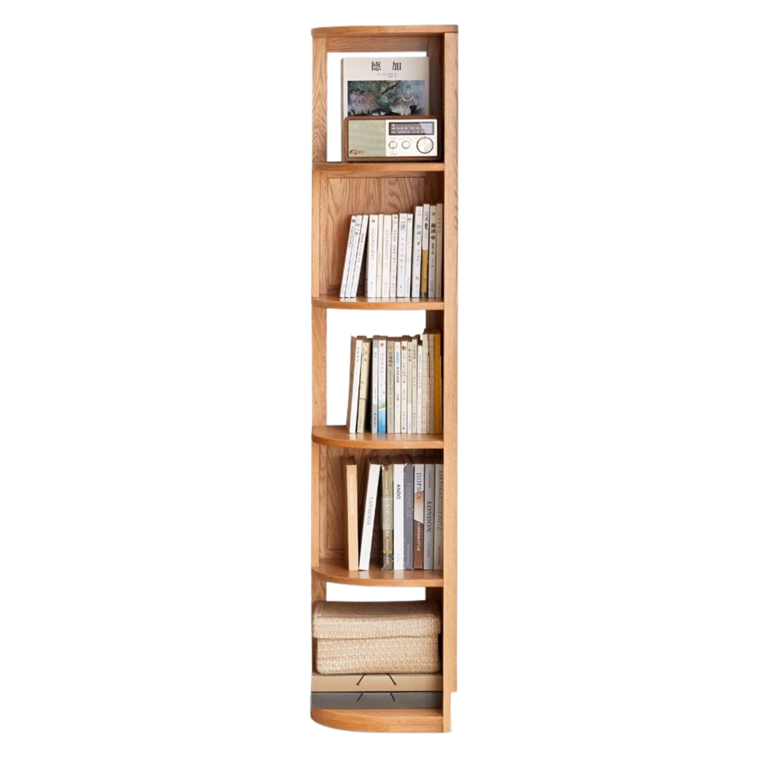 Ash, Oak, Solid RubbberWood Corner Bookshelf