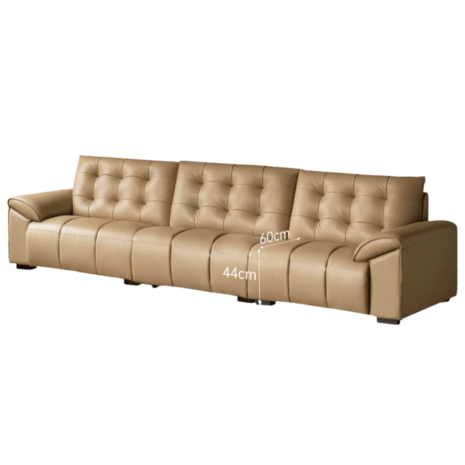 Genuine Leather Sofa with Biscuit Tufted Cushions and Track Arms