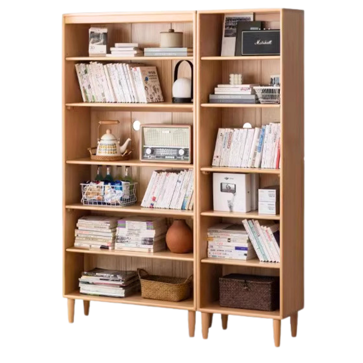 Beech Solid Wood Bookshelves Storage Shelf