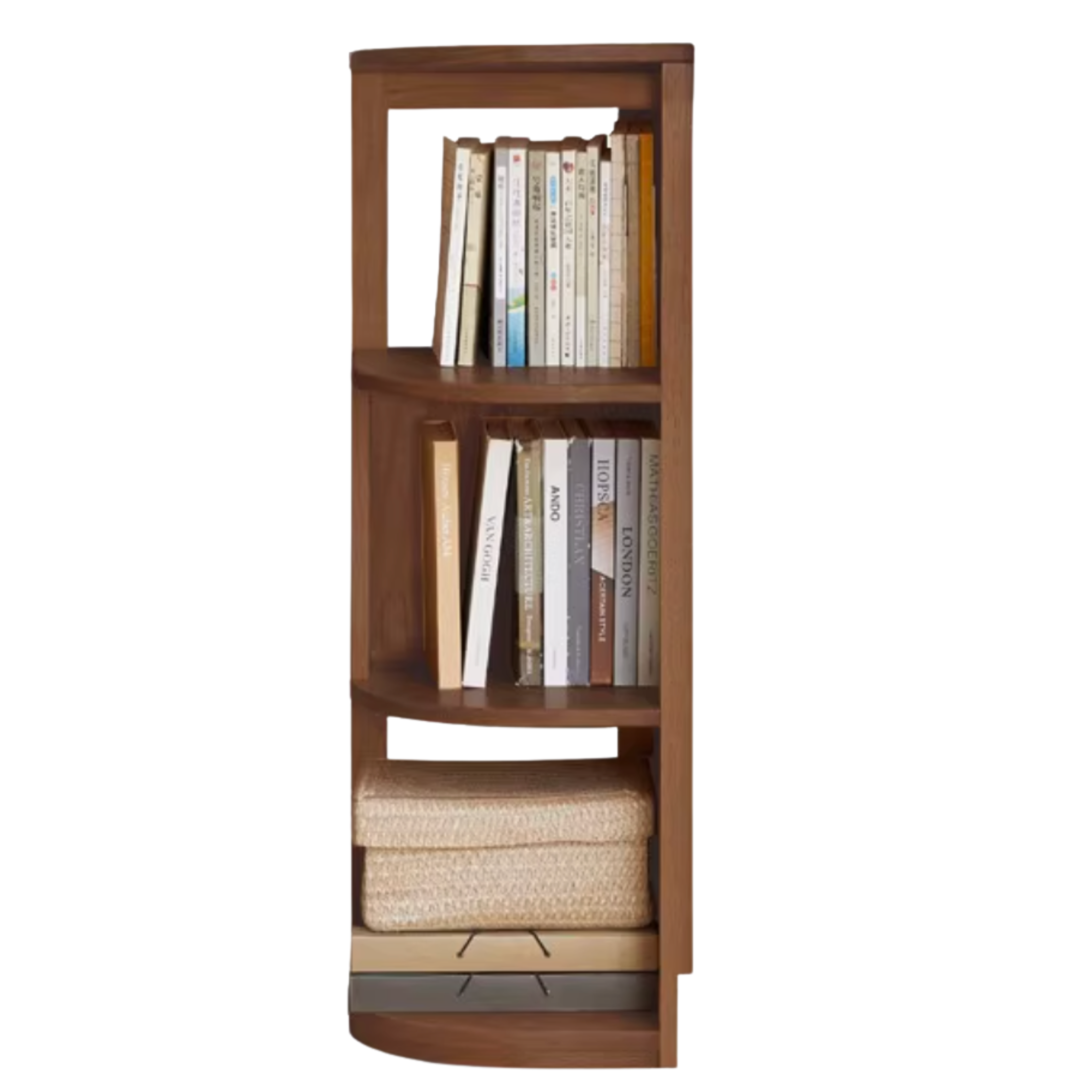 Oak, Rubbber Solid Wood Corner Bookshelf