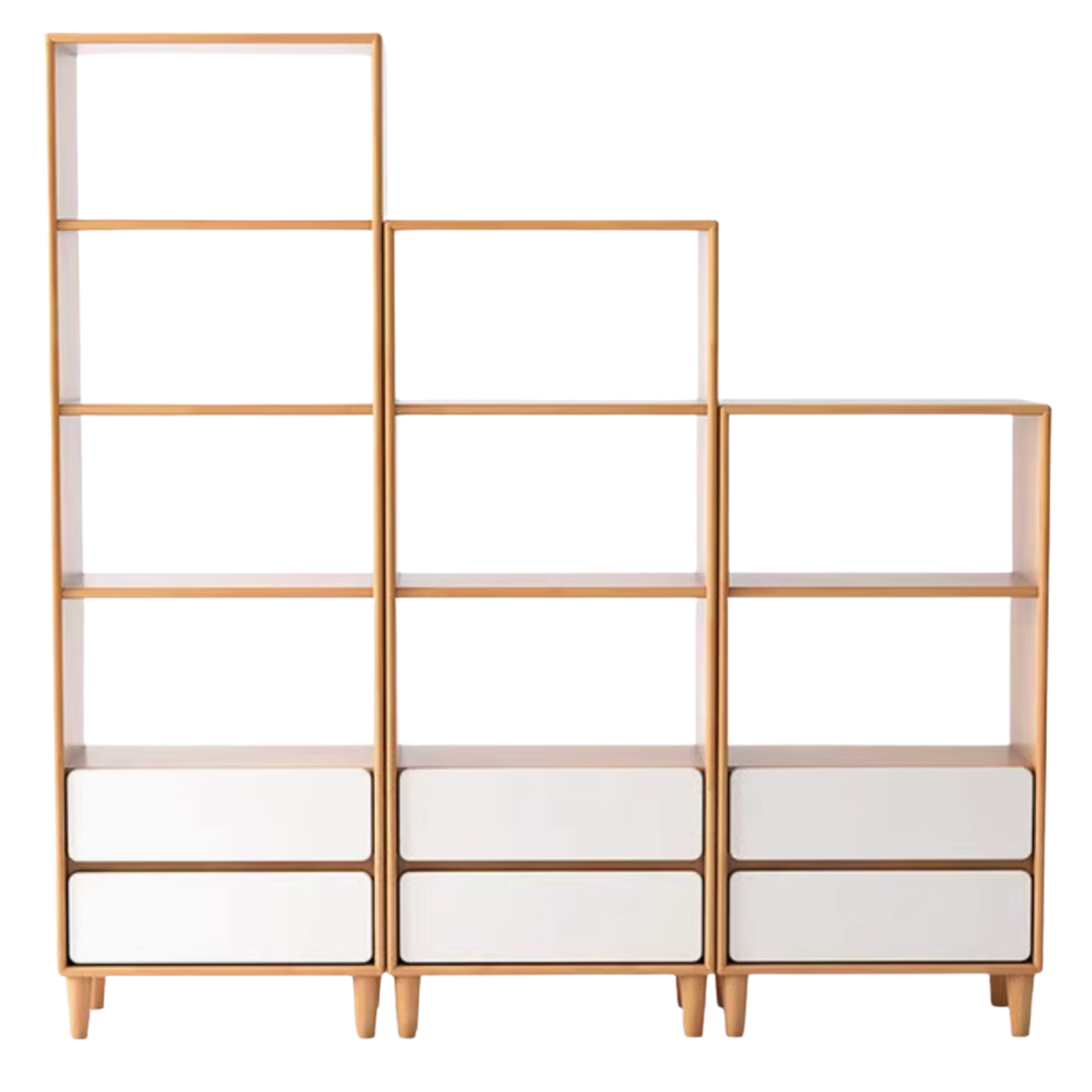 Oak, Rubber Solid Wood Modern Storage Bookcase