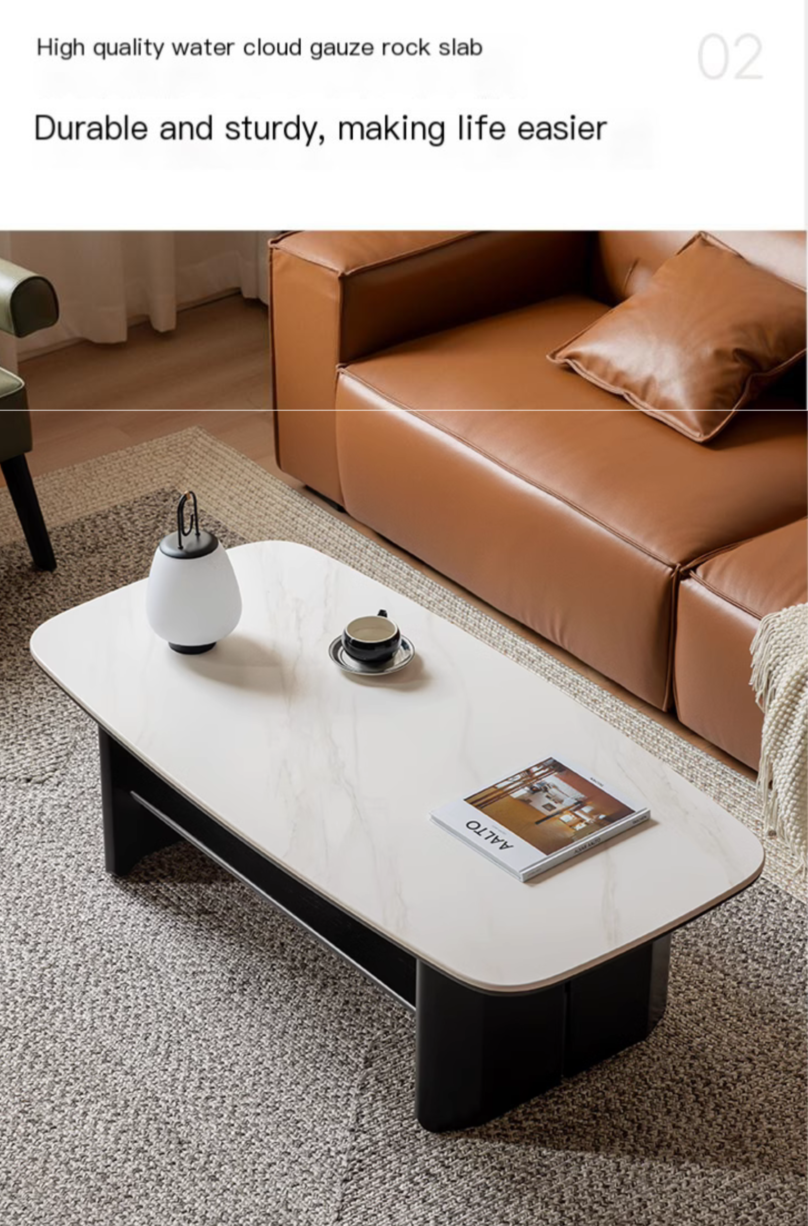 Rubberwood Italian Light Luxury Coffee Table.