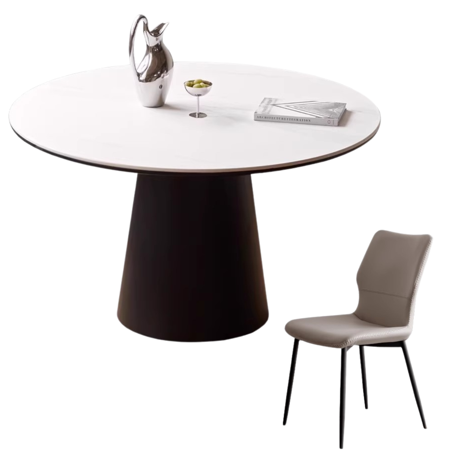 Black Walnut, Oak Solid Wood, Sandalwood Rock Slab Round Dining Table