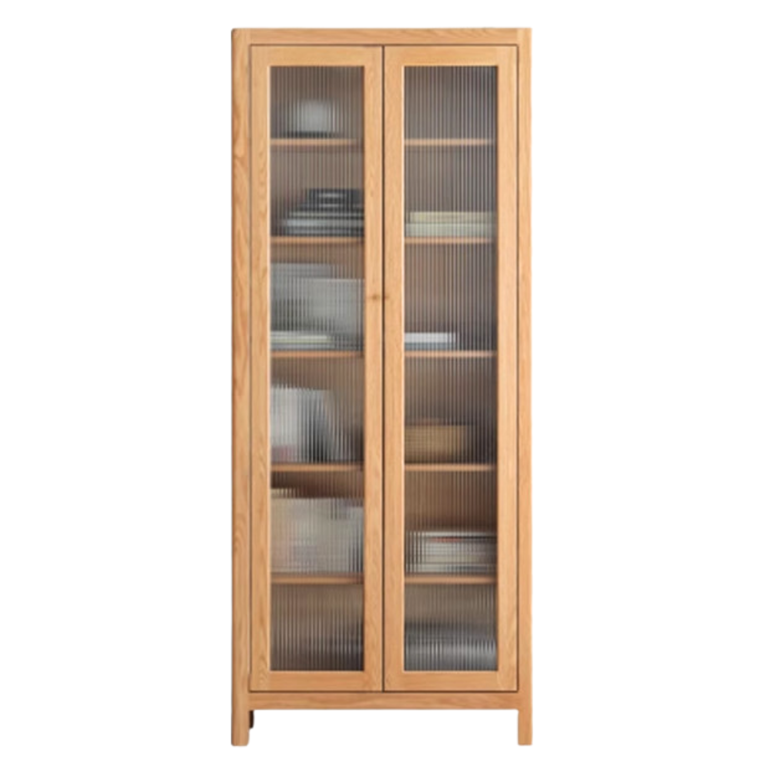 Oak, Solid Rubberwood Modern Minimalist Combination Bookcase