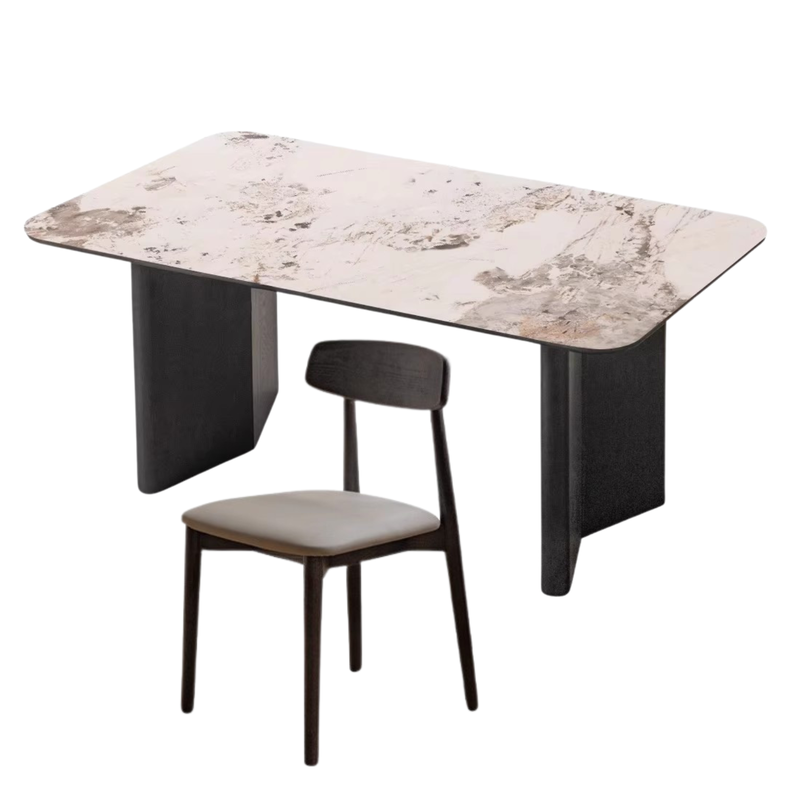 Oak Solid Wood, Solid Rubberwood Slate Italian Dining Table
