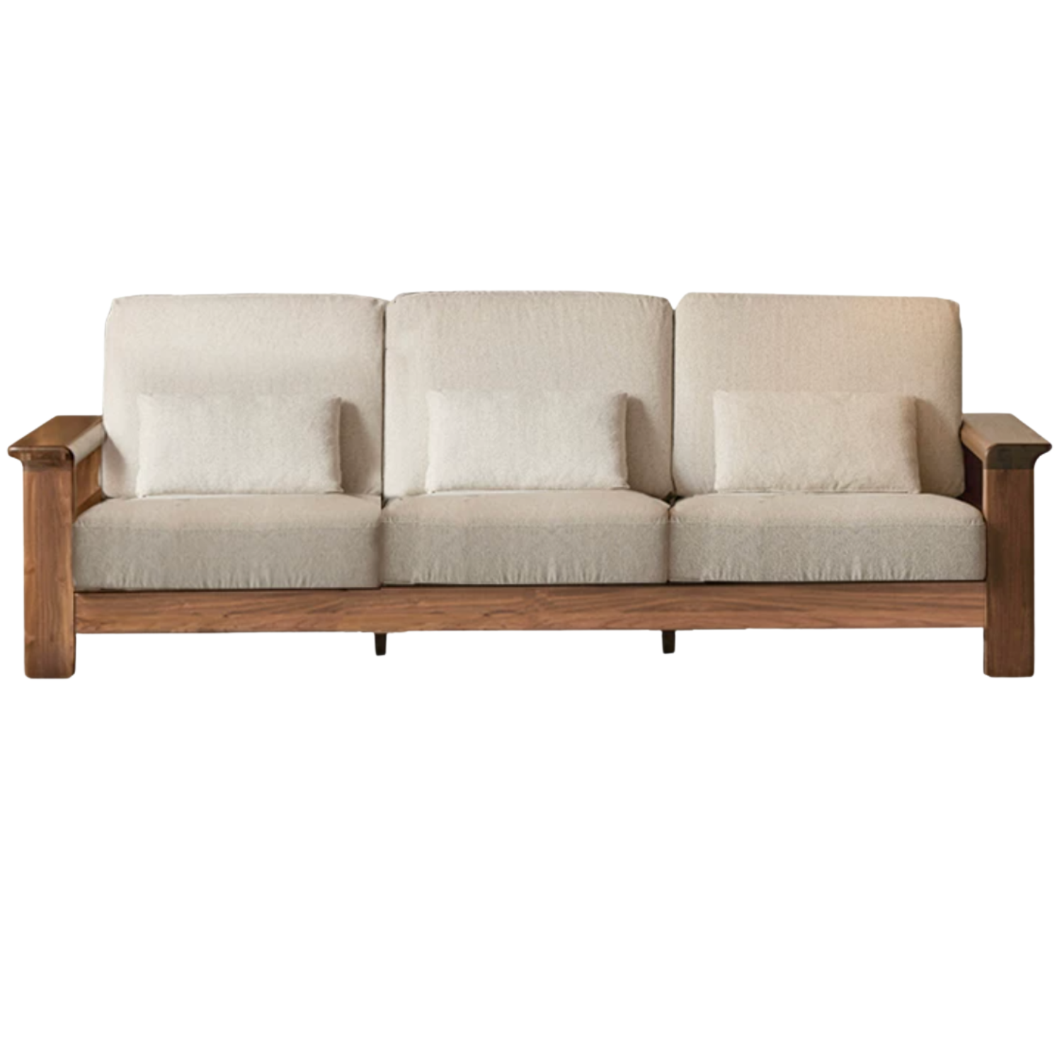 Black Walnut Solid Wood, Ash, Sandalwood, Genuine Leather, fabrics Designer Sofa with Deep, Structured Silhouette