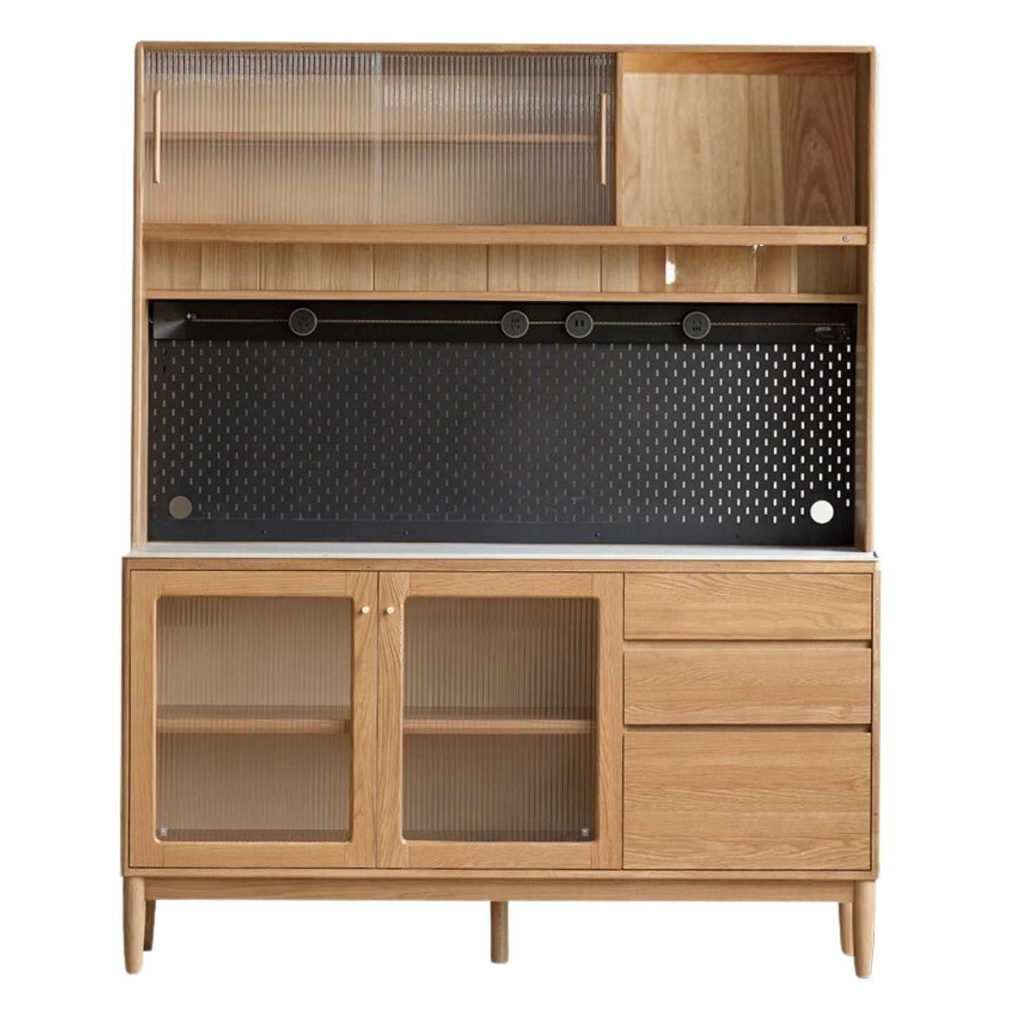 Oak Solid Wood Rock Plate Capacity High Storage Cabinet